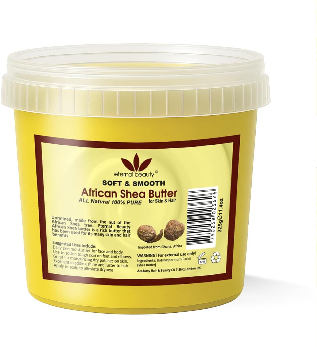 Eternal Beauty African Shea Butter, 100% Pure Unrefined, All Natural Moisturiser for Skin & Hair (Yellow, 325gm)