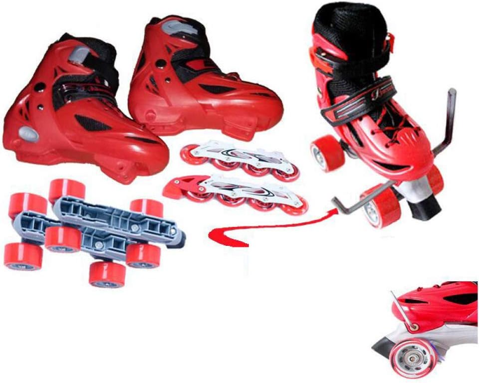 Black Friday - 80% OFF ASJUNQ Roller Skates,Kids Adjustable Roller Skates for Girls,Roller Skates for Women,Boys with Roller Skates 2 in 1 Single and Double Row Skates – Children's Inline Skates,Blue-S（27-30EU）