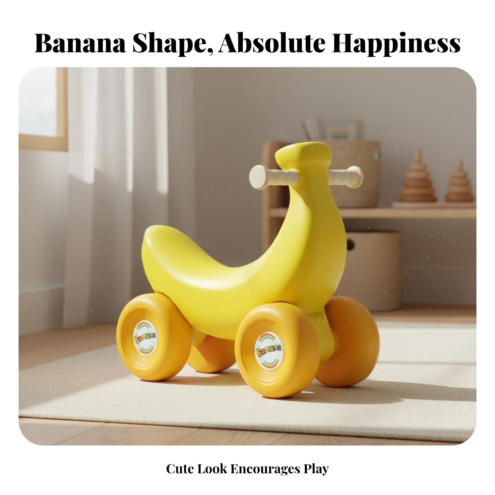 Cavallo a Dondolo per Bambini con Struttura Stabile a Ruote E Forma Originale a Banana in Plastica Robusta Adatta per Sviluppare Equilibrio E Divertimento, Verde