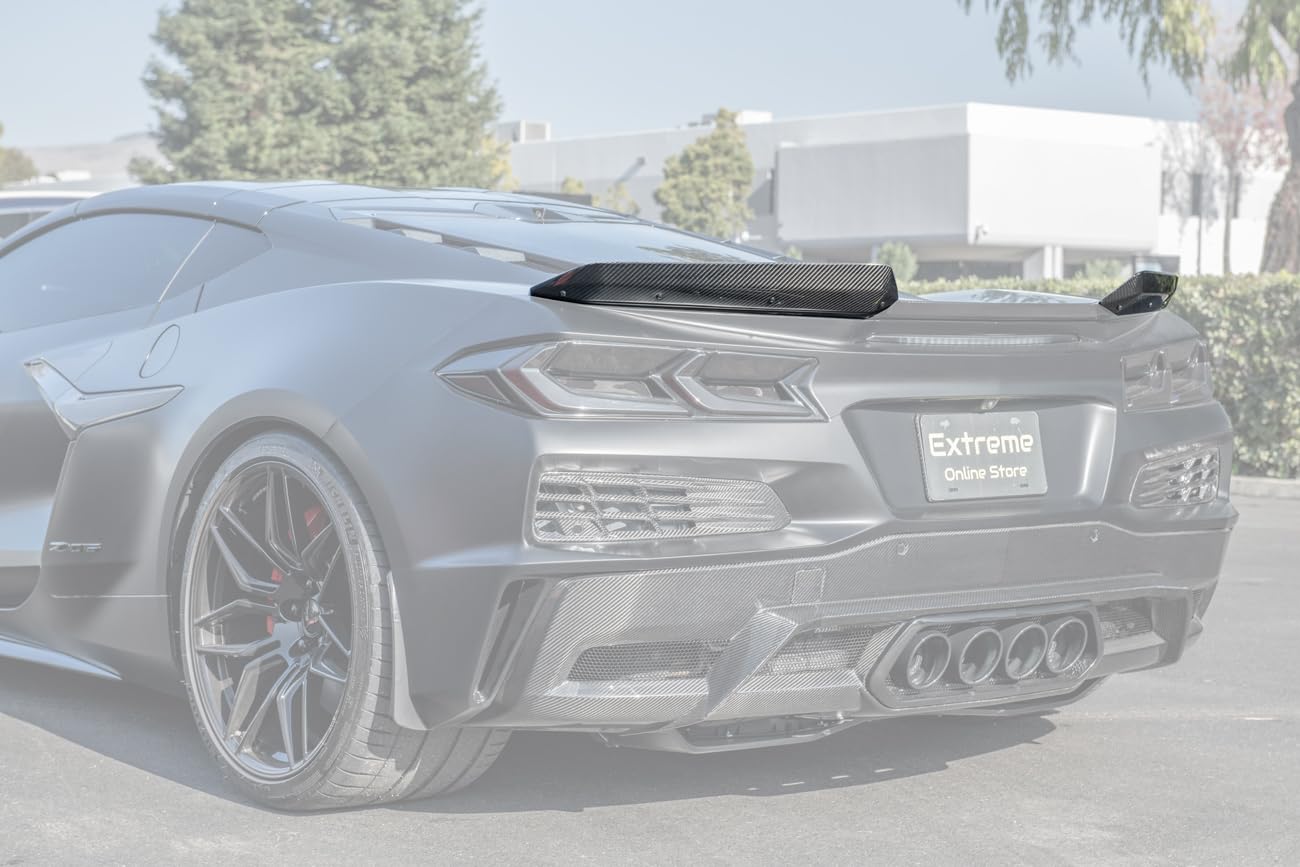 Replacement for 2023-Present Chevrolet Corvette C8 Z06 Models | GM Factory Extended Style Carbon Fiber Rear Trunk Lid Wing Wicker Bill Extension Winglets Pair
