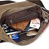 XFLYP Sac à Bandoulière en Toile pour Hommes, Sac Multifonctionnel avec Bandoulière Réglable, pour Besaces, Sac d’Ecole, Travail ou Vie Scolaire, 30 * 25 * 9cm, Brun #2