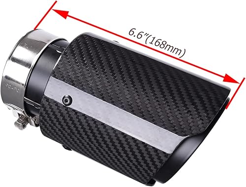 Miniatura 6 de CARMON Silenciador de tubo de escape de fibra de carbono de sarga real con acero inoxidable 304 pintado en negro (entrada de 2.5 pulgadas, salida OD