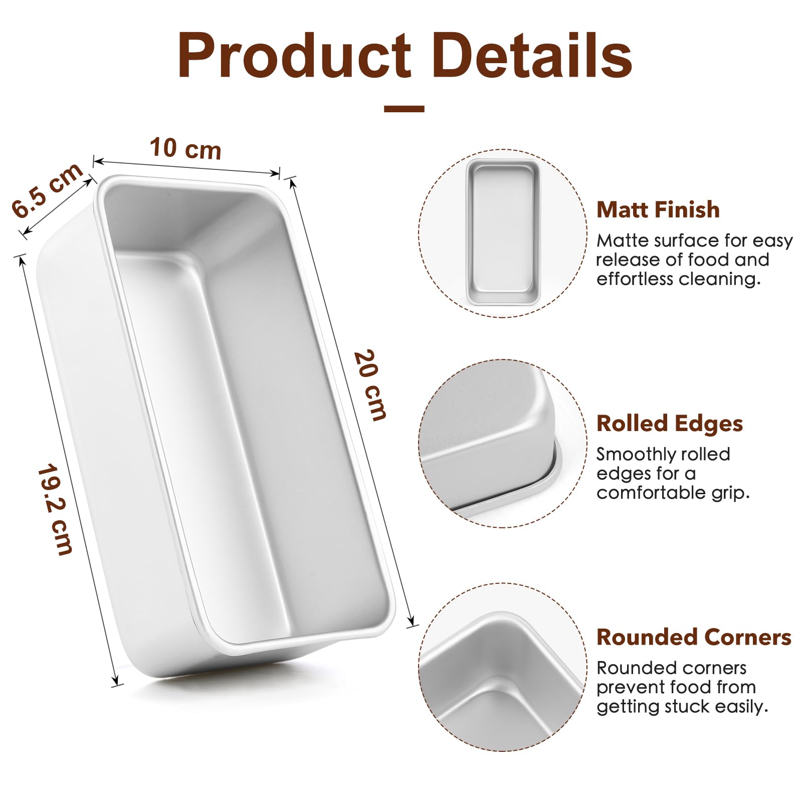 Set Di 4 Teglie Per Pane In Alluminio Anodizzato 19,7x9,5x6,3 Cm - Antiaderenti E Durevoli Per Pane Fatto In Casa