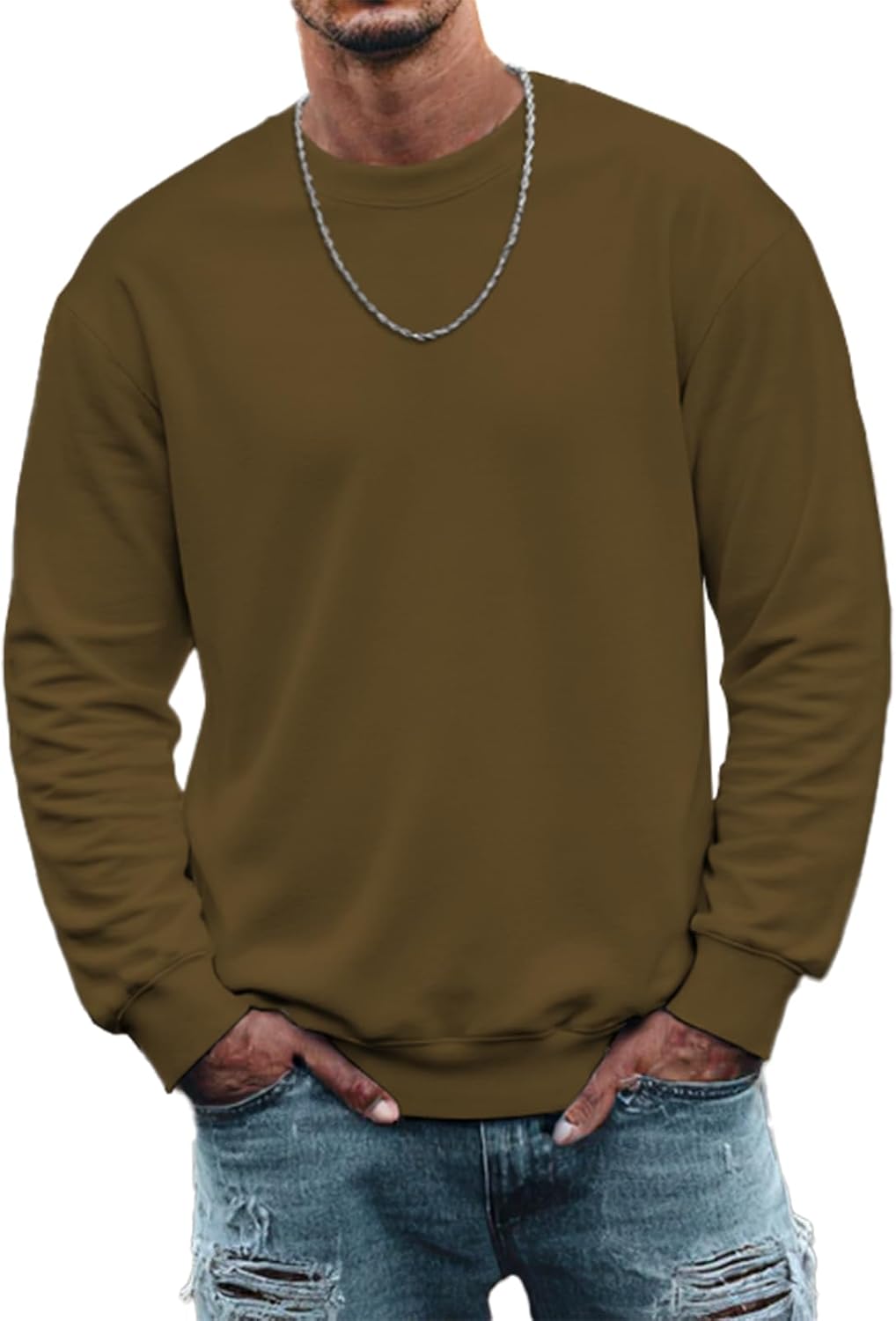 Crewneck Sweatshirt Men Vintage Hip-Hop Street Style Funny Long Sleeve Casual Pullo...