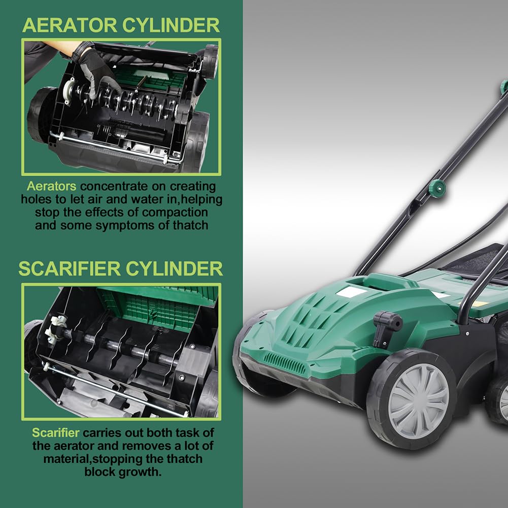 Escarificador eléctrico 2 en 1 de 13 Pulgadas, 12 amperios, con Bolsa de Recogida extraíble de 31.7 Cuartos para césped Principal