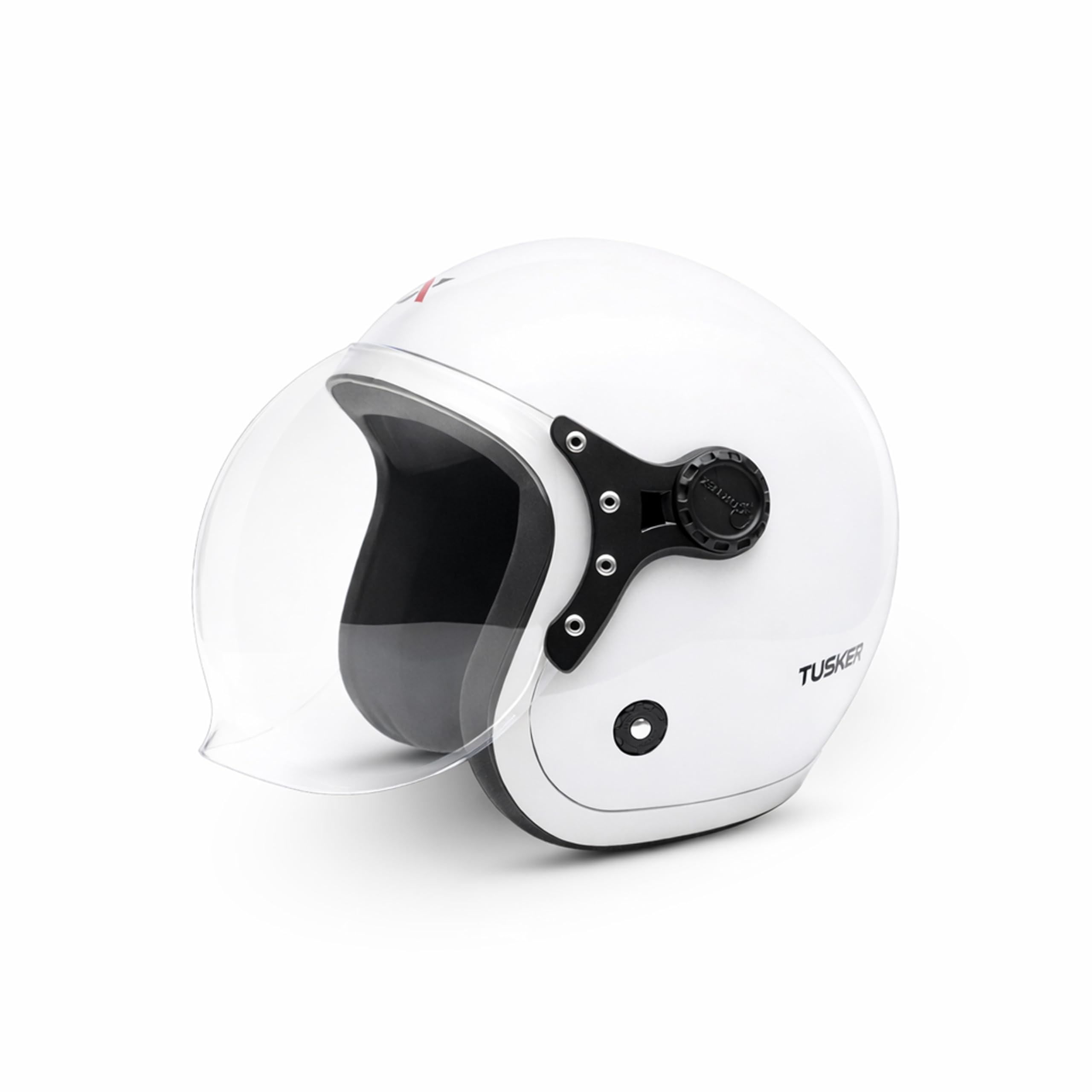 Cortex Tusker Half Face Helmet Matt Finish 'S' Size-560mm with Scratch Resistant Curved Polycarbonate Visor, Hard ABS Shell Helmet for Men and Women | Clear Visor, Lightweight, White-image-35