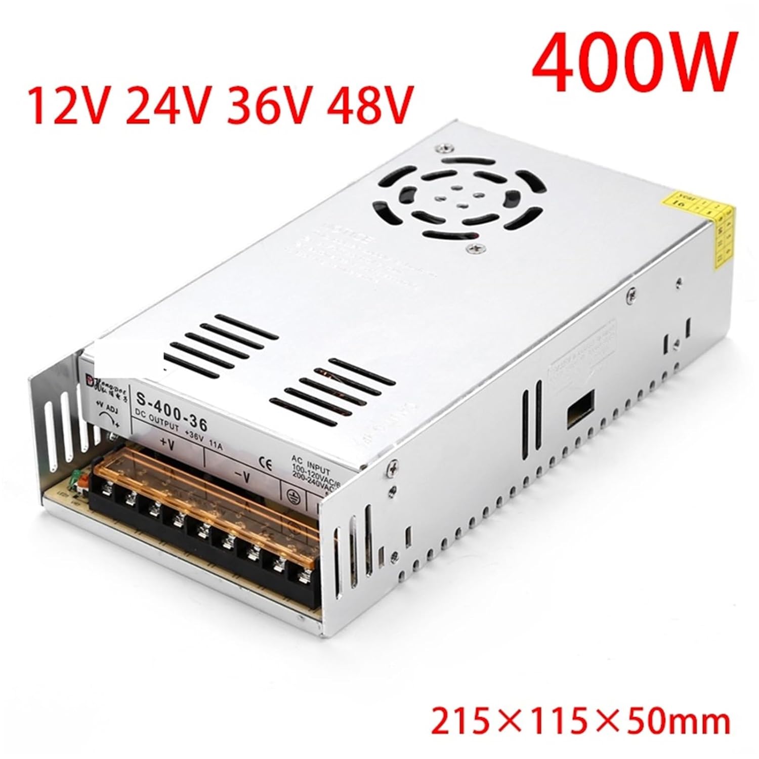 12V 24V 36V 48V 400W Switching Power Supply 100-240V to 12 24 36 48 8.3A 11A 16.5A 33A AC DC SMPS for LED Strip Light CCTV Motor(S-400-48)