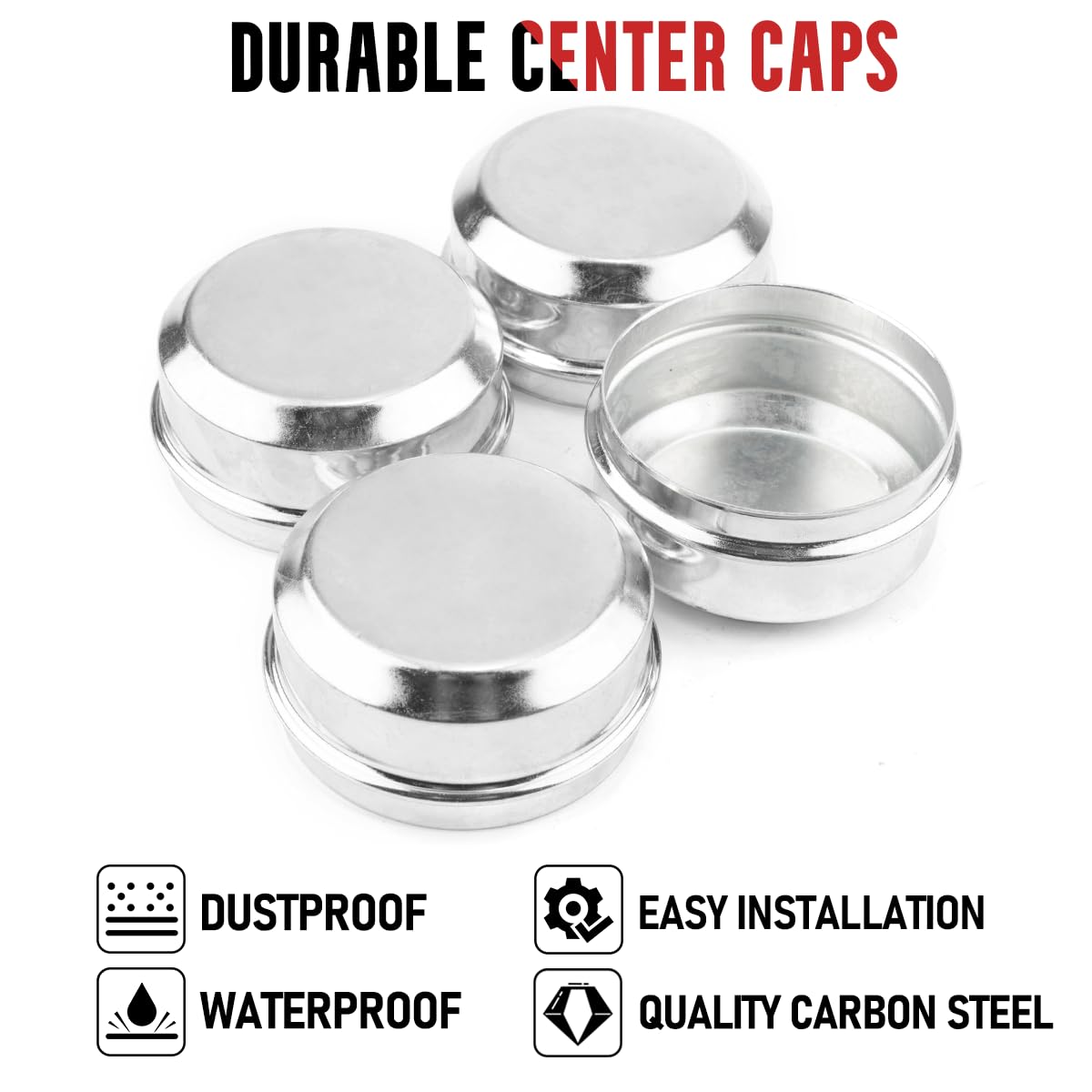 RhinoTuning Juego de 2 tapones antipolvo de 62 mm, OD 67 mm, ID 62 mm, tapa protectora, buje de rueda, compatible con camiones, remolques, barcos (cromo)
