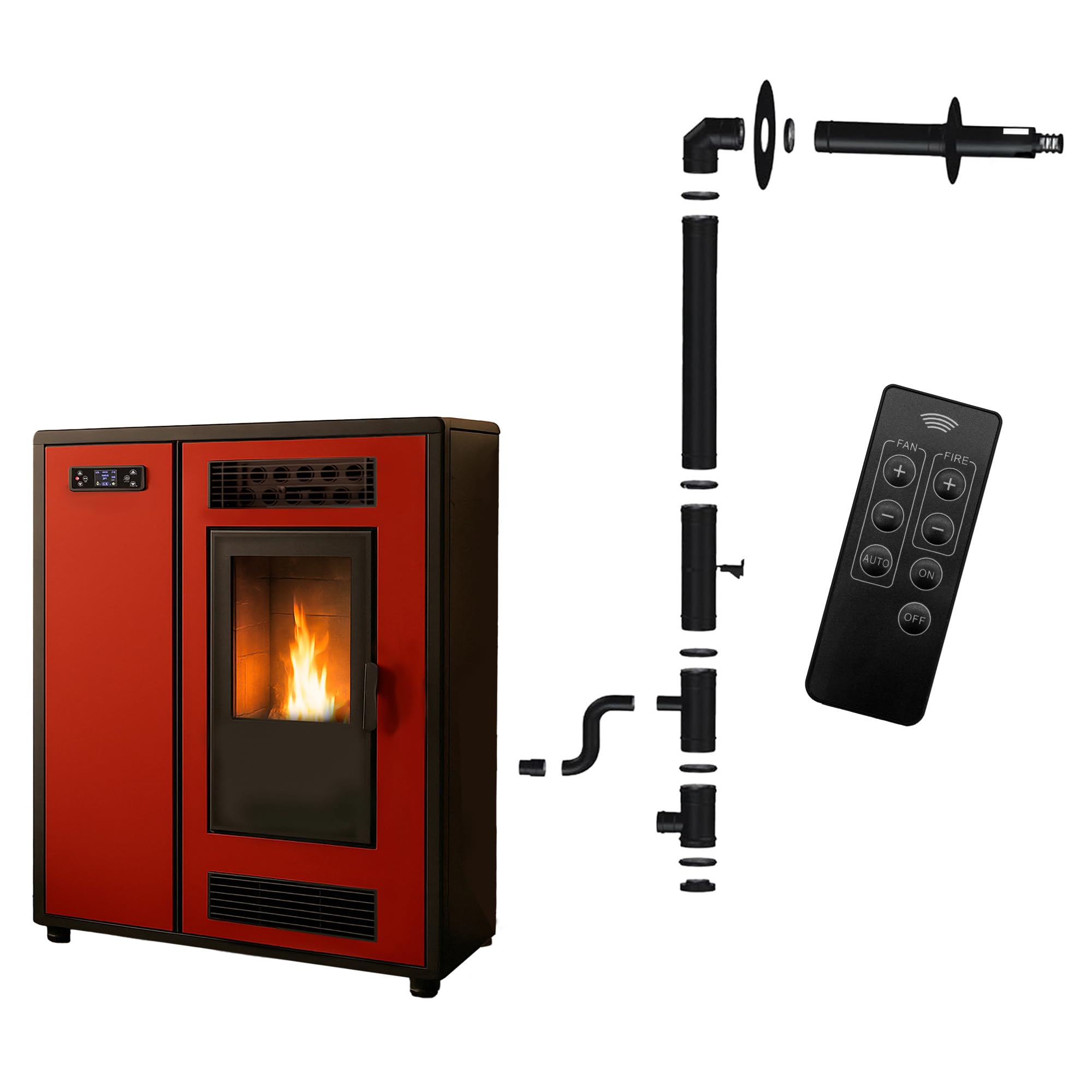 Stufa a pellet Slim Astral 12,2 kW Bordeaux Sannover + kit di installazione