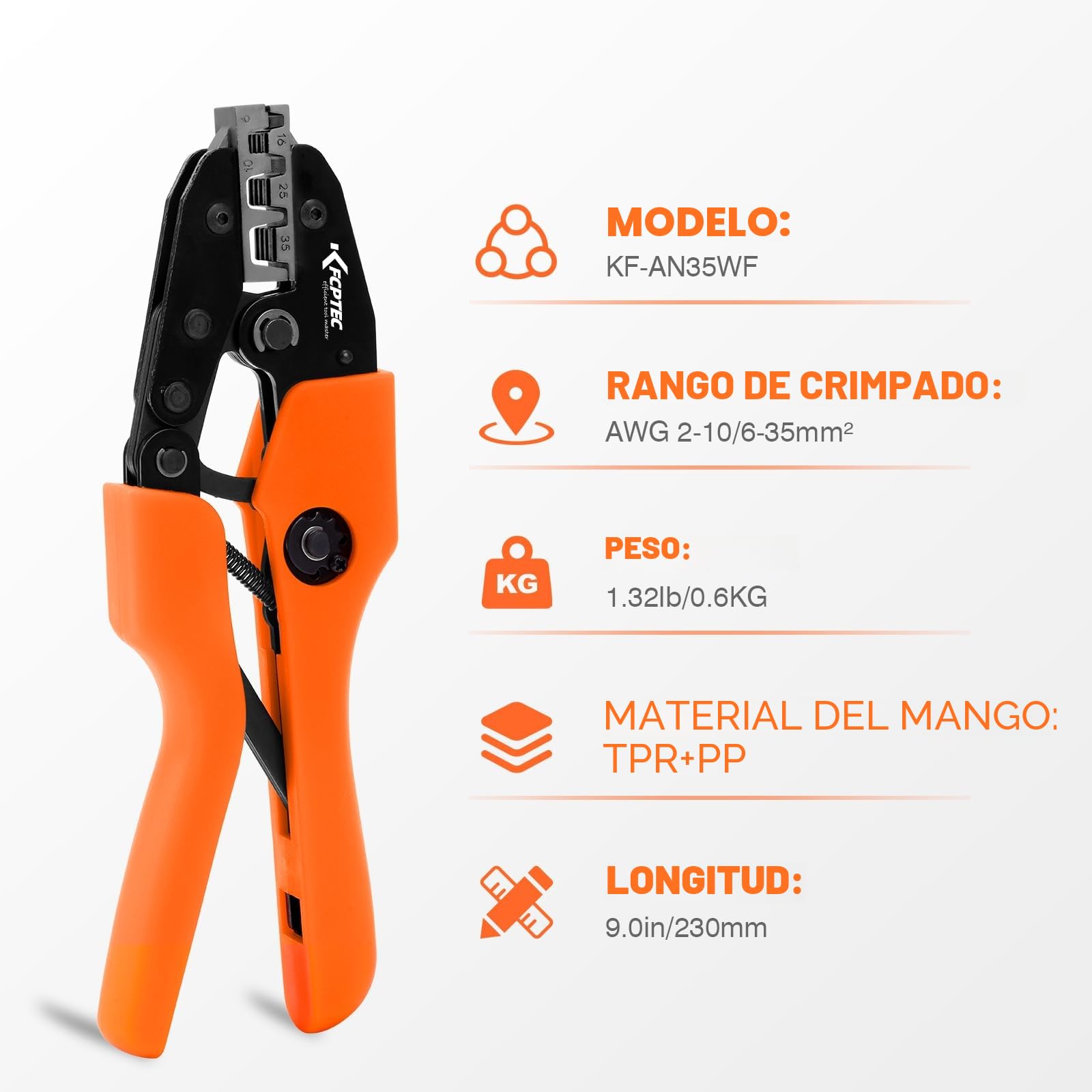 KF CPTEC Crimpadora para férulas, casquillos AWG 2-10/6-35mm²