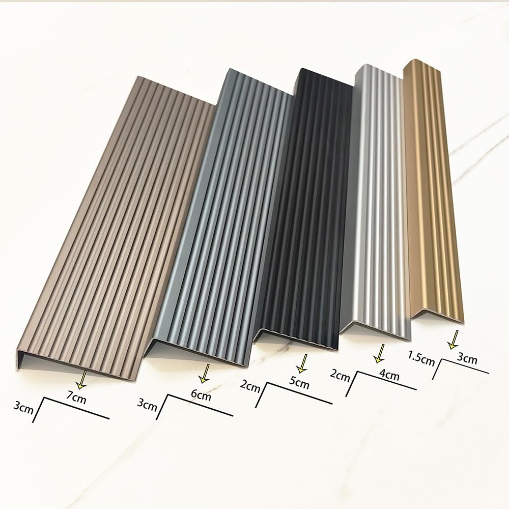 Perfil De Borde De Escalera En Forma De L, Antideslizante Perfil De Protección De Peldaños Aluminio, Protección De Bordes para Escalones Y Pisos(Gold,6x3cm)