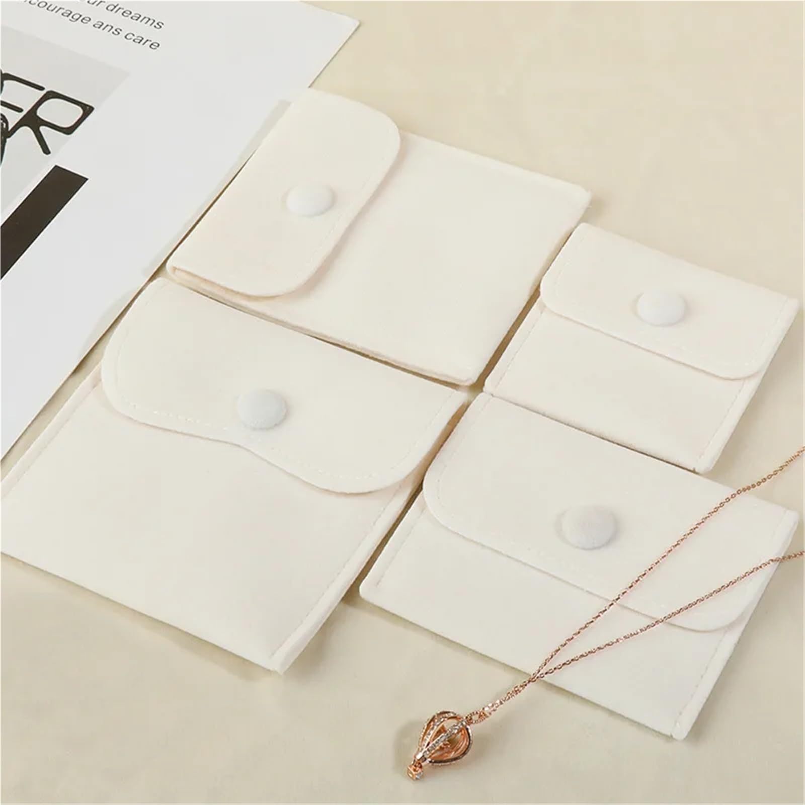 5 sacchetti porta gioielli in velluto con buste bottone a pressione, borsa for anelli, bracciali, collane, orecchini, confezioni regalo Per Collana Anelli