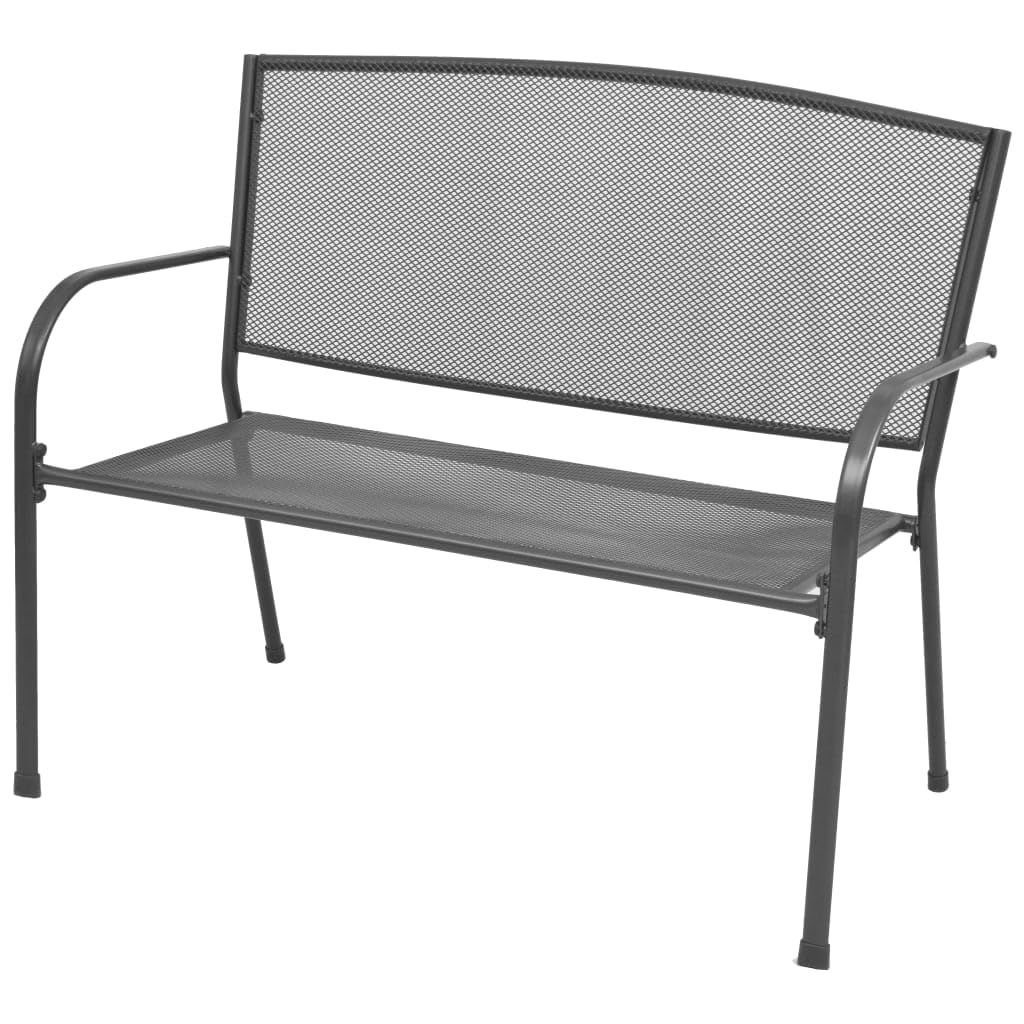 Ławka metalowa 108 cm, stalowa ławka do siedzenia z kratką, styl industrialny, ławka ogrodowa, antracytowa, malowana proszkowo i odporna na rdzę, obciążenie do 110 kg