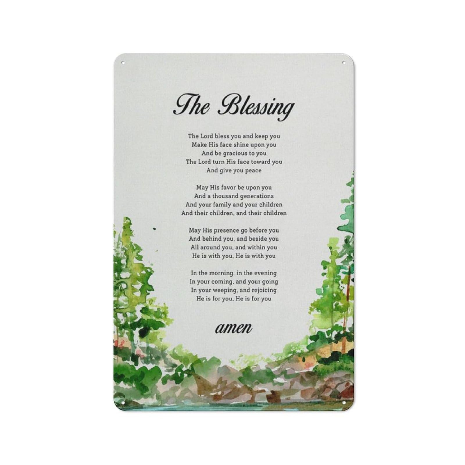 ACDOET Rustic Metal Tin Sign Worship The Blessing Song Lyrics Print Wall Art Home Office Decor Watercolor Painting Poster Christian Prayer Gift 8x12 Inch