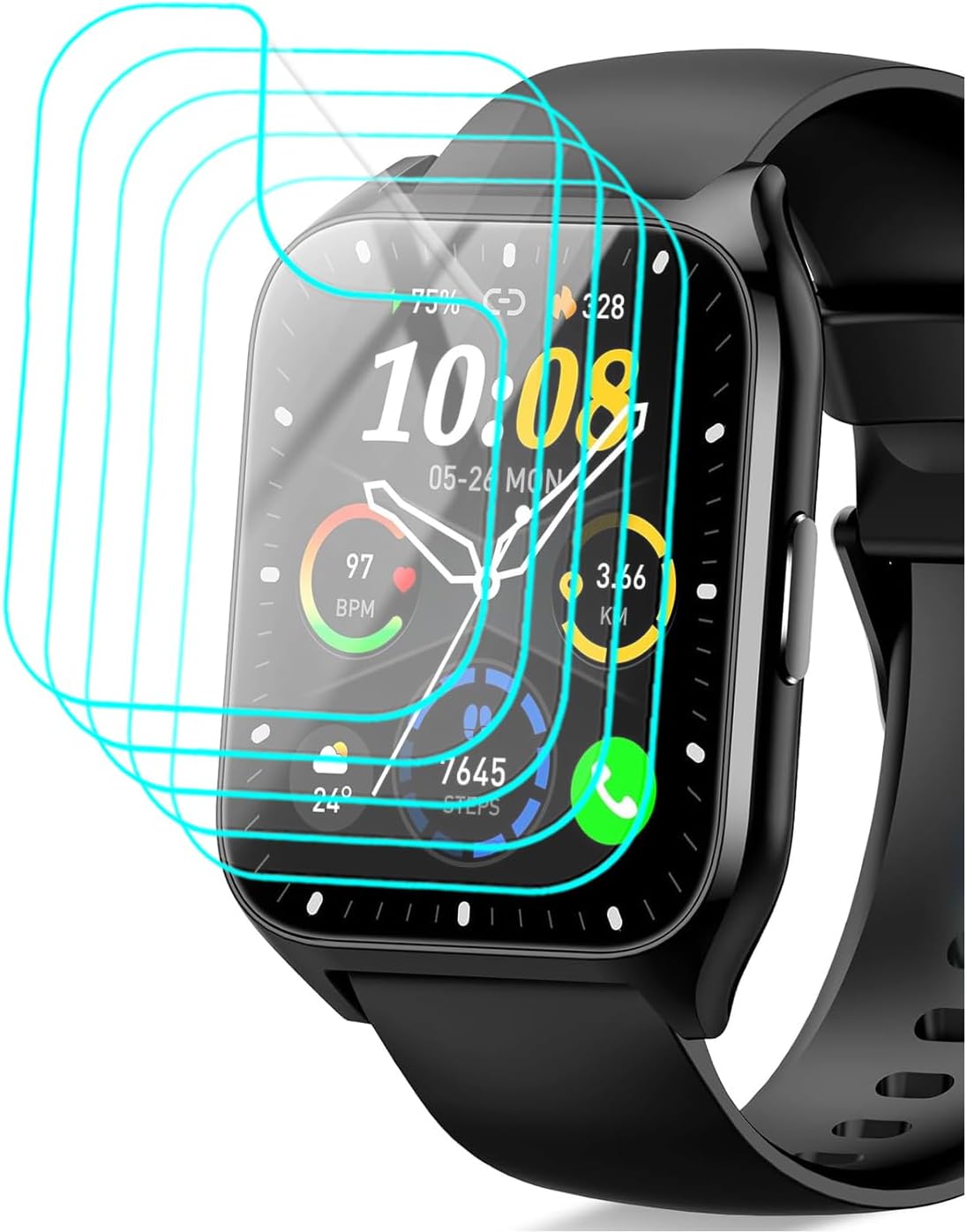 [5 Pack] Futanwei for DUSONLAP Smart Watch MT65 Screen Protector 1.85" HD Clear Soft PET Film [Case Friendly][Anti-Scratch][Anti-Fingerprint][Bubble Free] Screen Protector for DUSONLAP MT65 Smartwatch