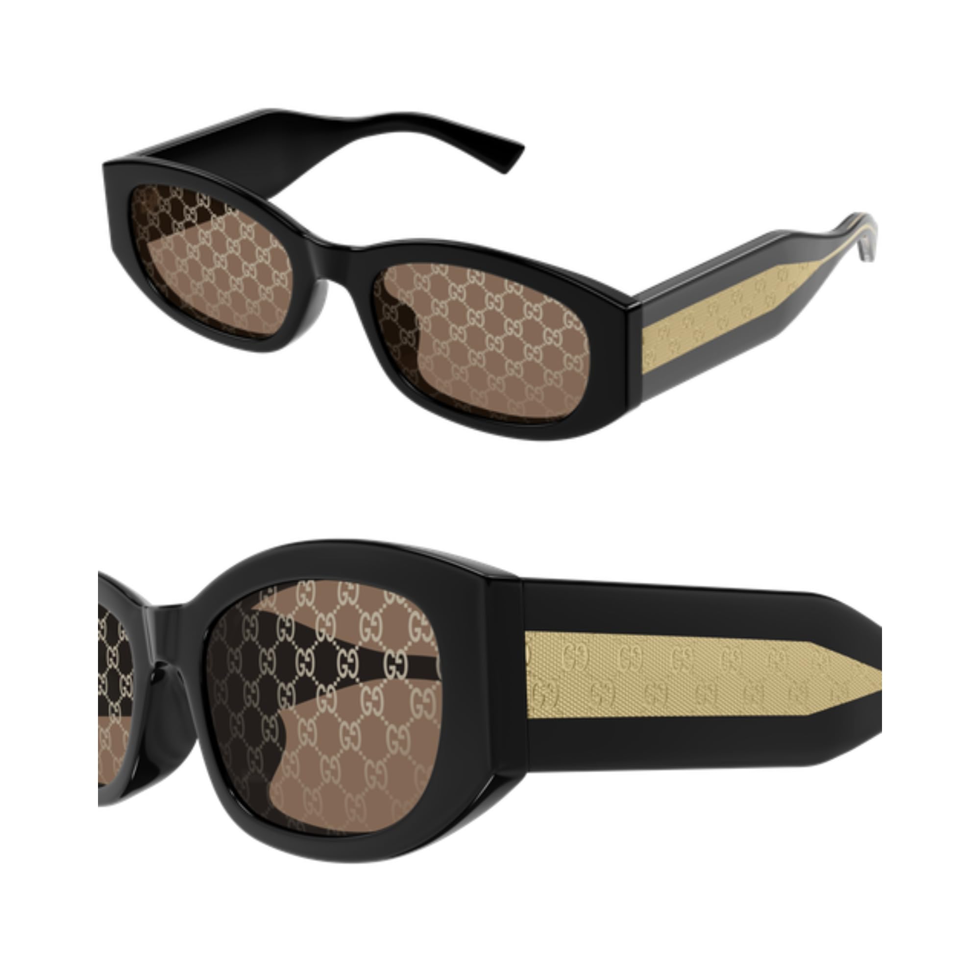 Gucci GG2068SA Monogram Wire Core With Guccissima Lenses Rectangular Shape Sunglasses with Luxury Eyewear Kit