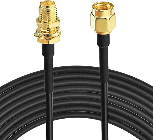 Bingfu WiFi Antenna Extension Cable 50 feet RP-SMA Male to RP-SMA Female Bulkhead Mount Double Shielded Low Loss -100 Cable for WiFi Wireless Router