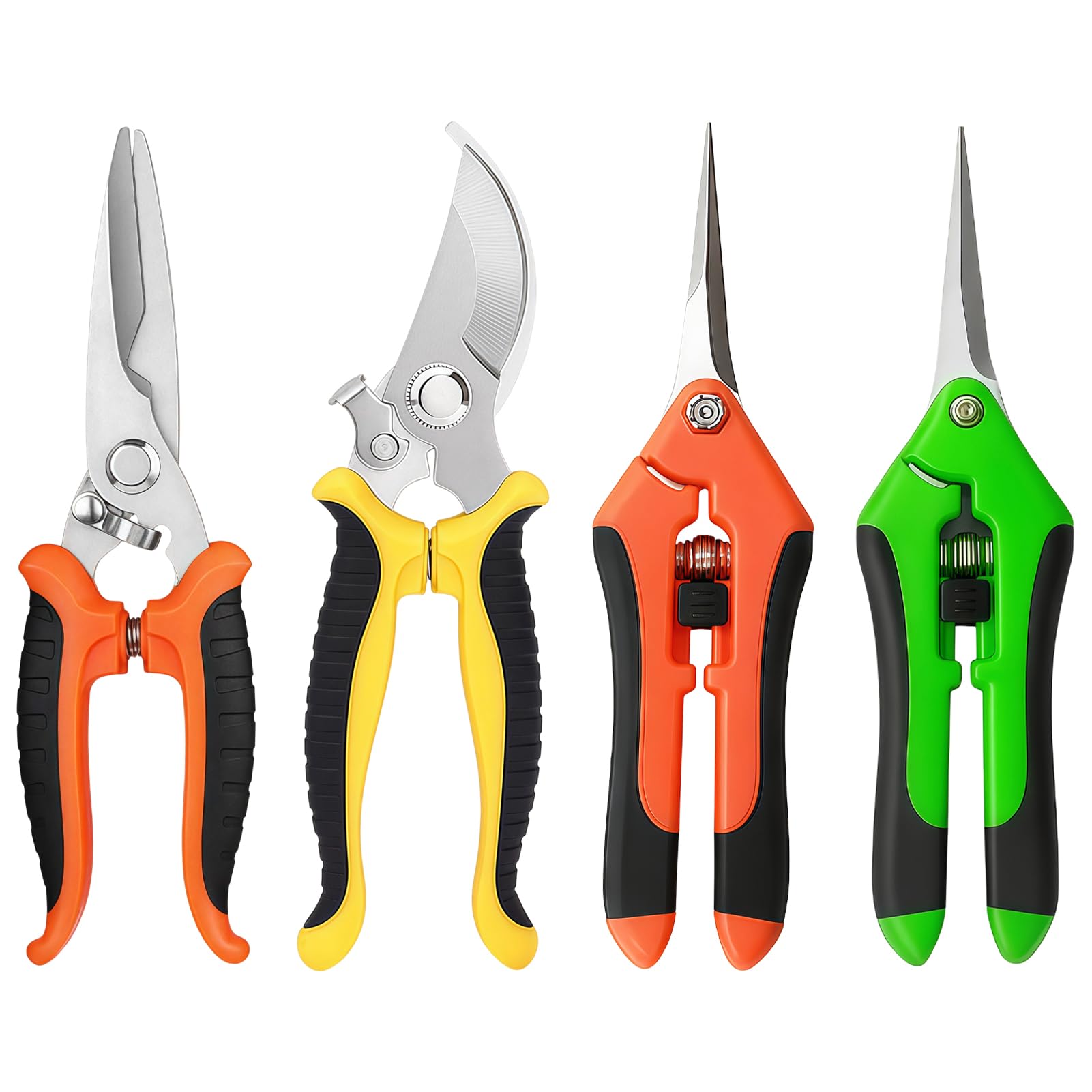 Lethra 4 Pack Garden Pruning Shears, Stainless Steel Garden Shears Pruning Scissors with Sharp Blades and Comfortable Grip, Gardening Shears for Flowers Plants Shrubs Trimming
