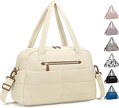 Travel Duffle Bag,Puffer Carry On Duffel Bag with Laptop Compartment Waterproof Overnight Weekender Bags for Women Large Hospital Tote Bags for Labor and Delivery(Large,Beige)