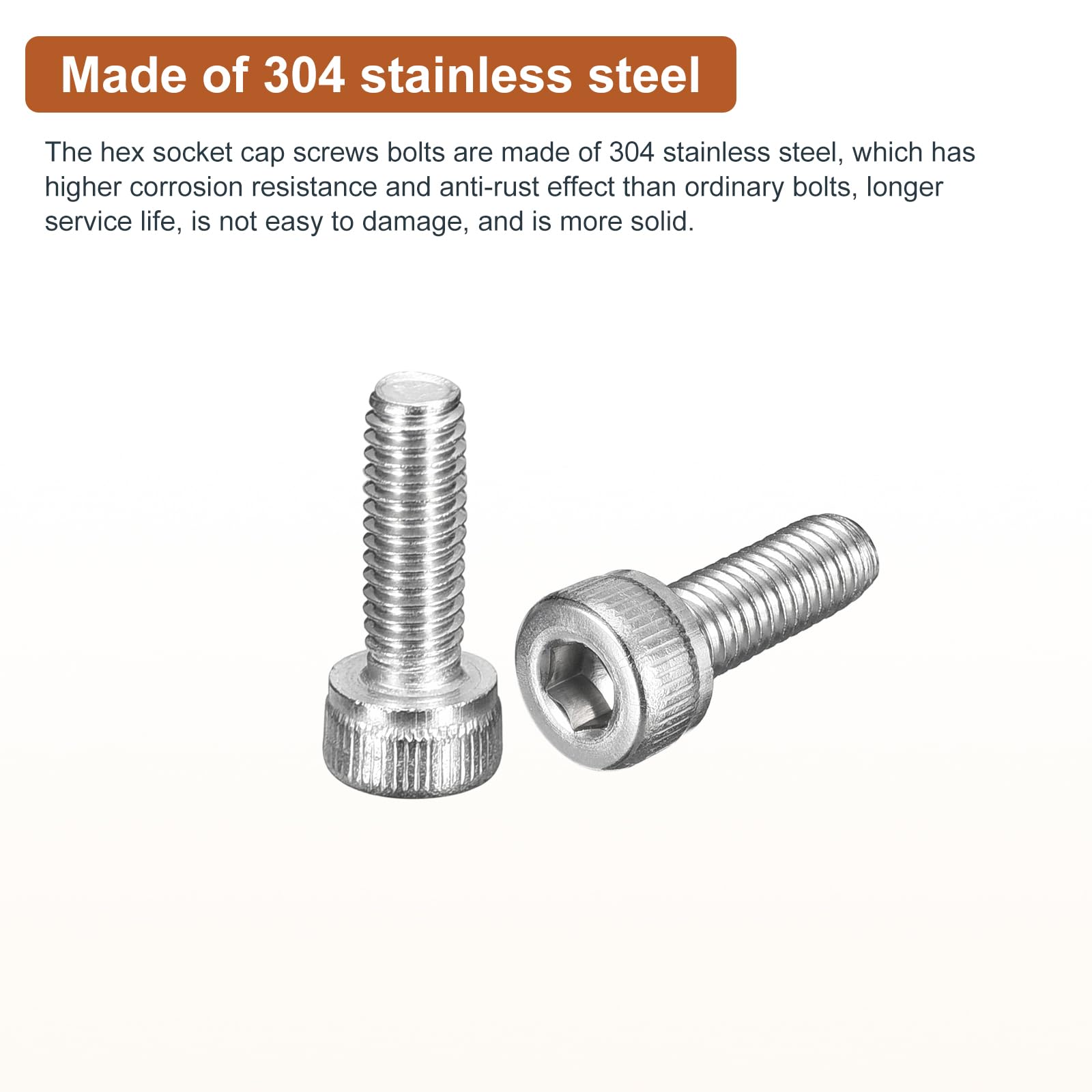 DTGN M3x8mm Socket Head Cap Screws Bolts, 50Pcs 304 Stainless Steel 18-8, Metric Machine Hex Socket Screw, Hex Drive - Image 3