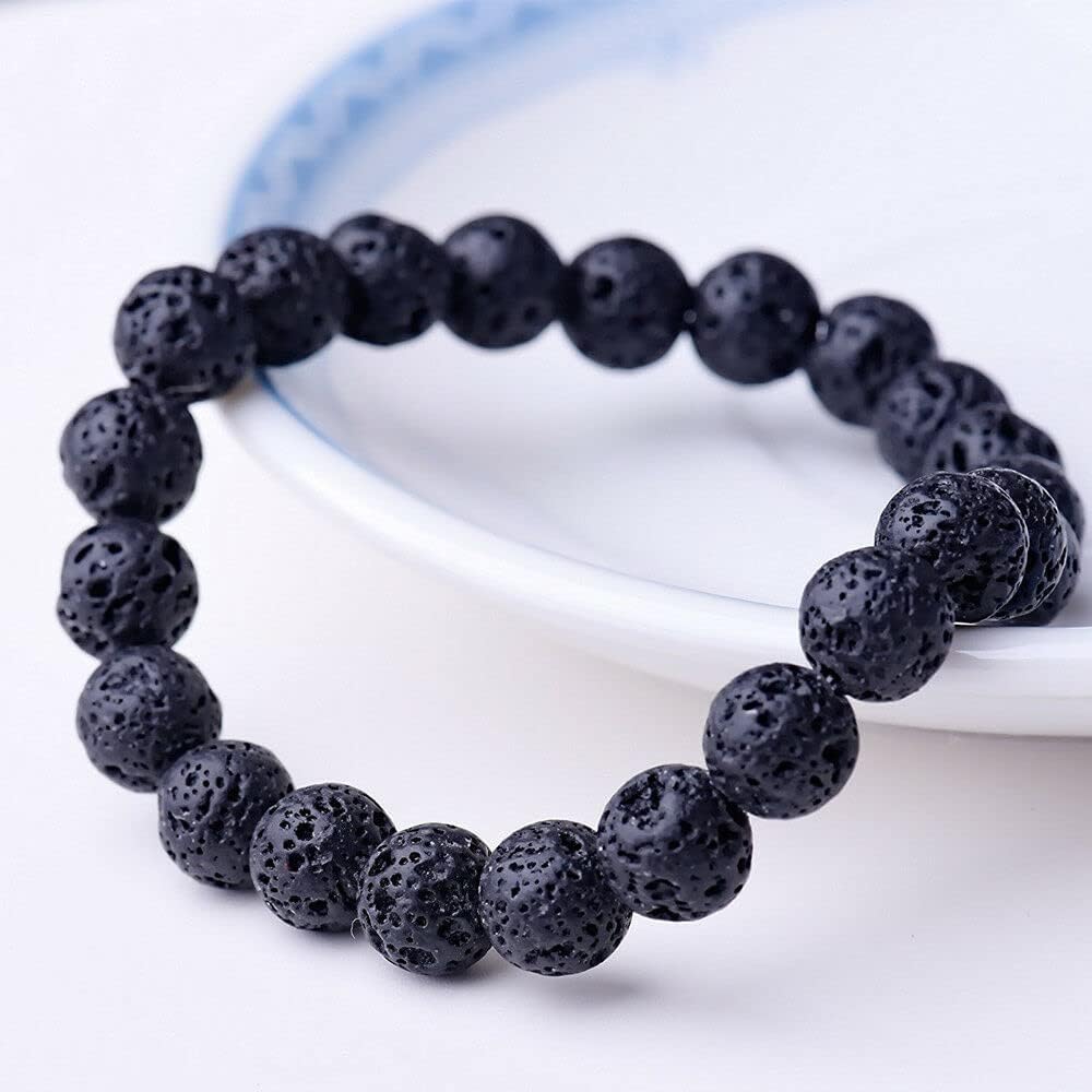 CNLQ Long Distance Bracelets For Lovers Couples Matching Gift Matte Agate 8mm Bead Stone (Elastic Red)