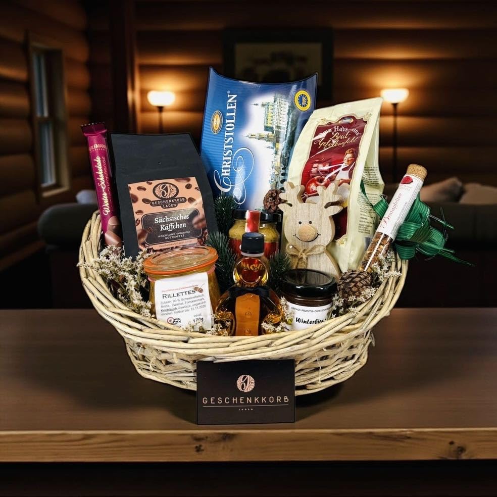 Adventsfrühstück Geschenkkorb | Genussvolle Auswahl an Frühstücksleckereien | Fertig zum Verschenken