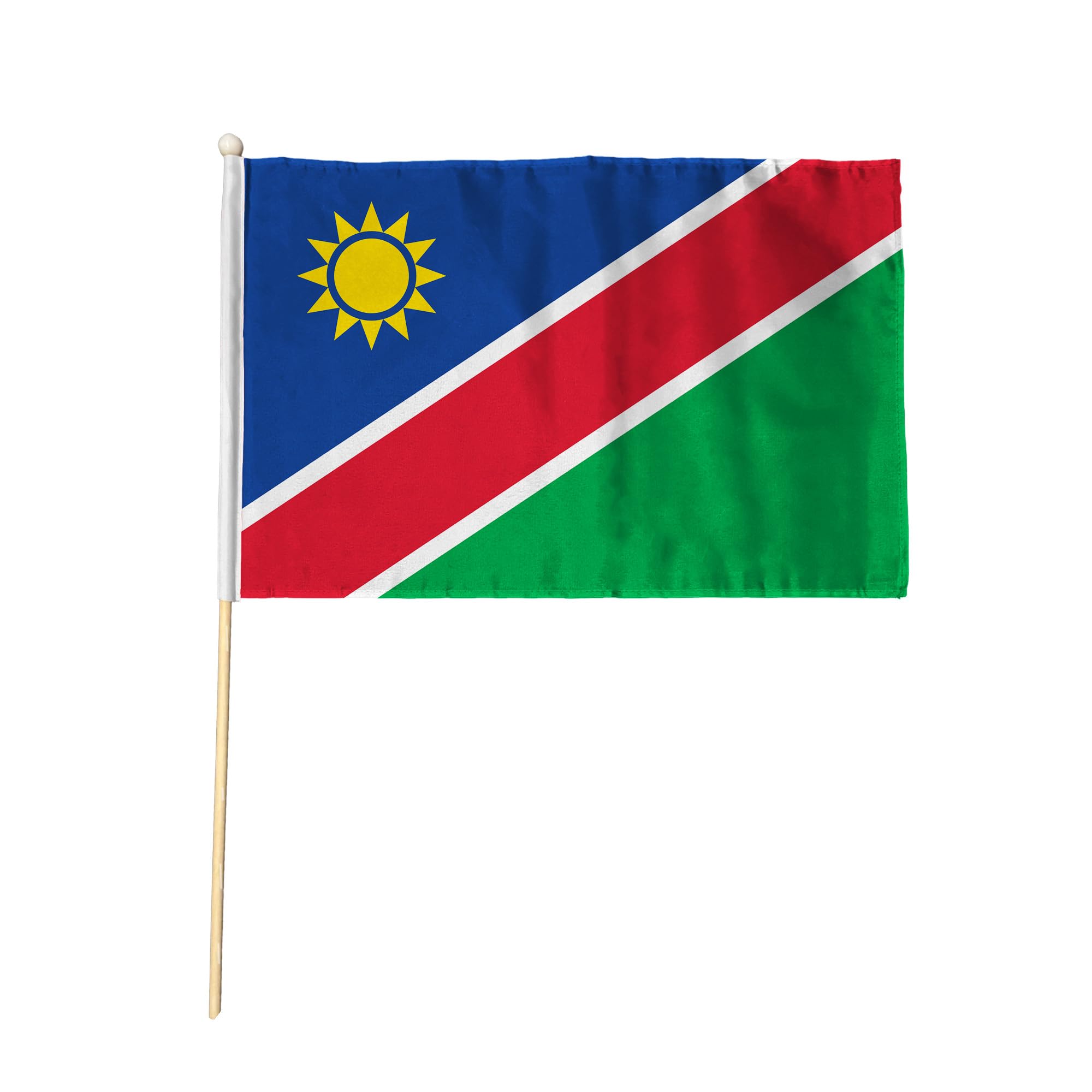 Flagtex Namibia Pack of 6 Hand Waving Flag (9x6 Inch) - Premium Wooden Stick Hand Flag with Natural Wood Pole Namibian National Flag for Events Celebrations International Sports Cultural Displays