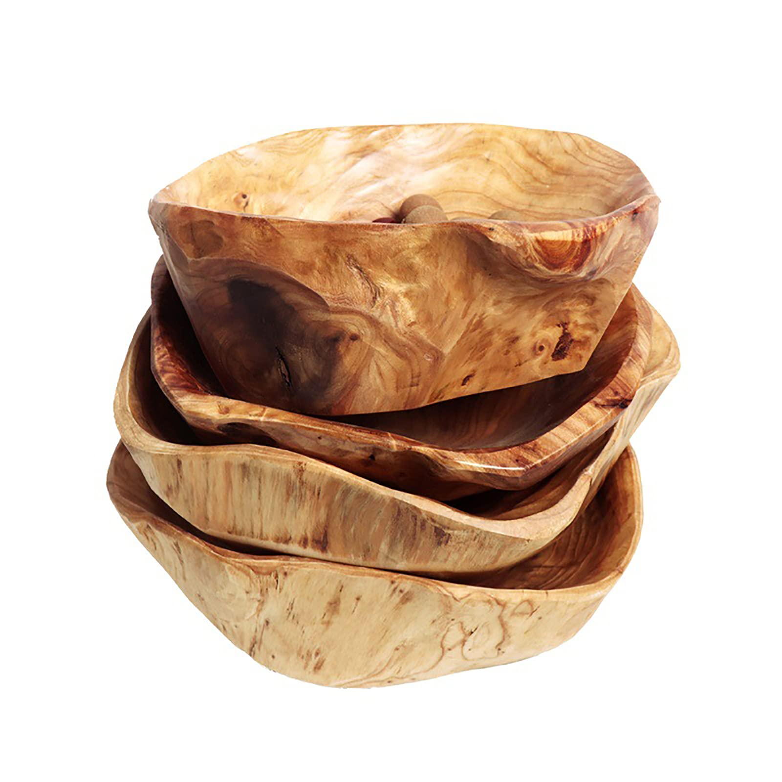 Creative Wood Bowl Root Carved Bowl Handmade Natural Real Wood Candy Serving Bowl 10"-12"