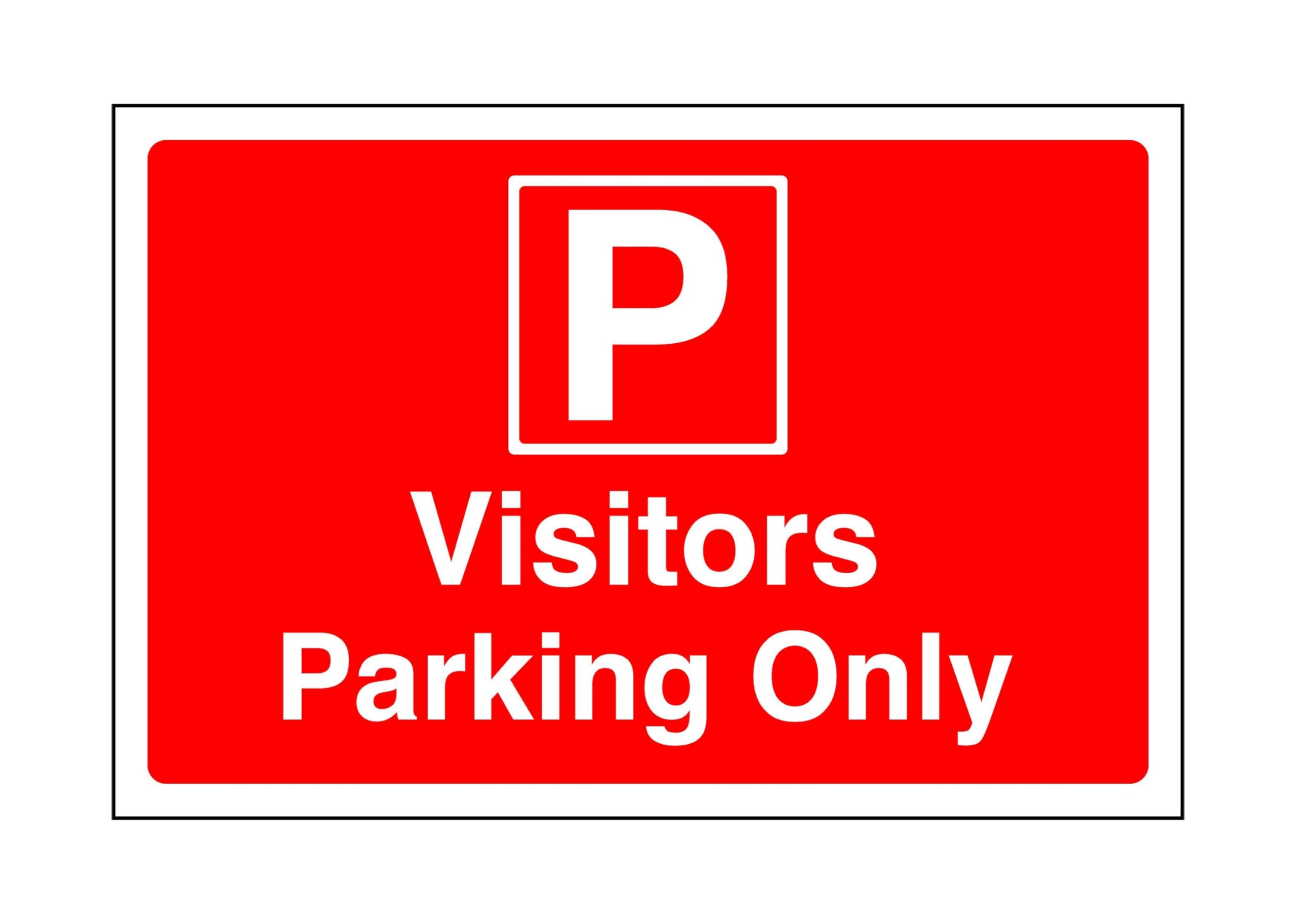 Visitors parking only - Safety sign- 3mm Aluminum Dibond for indoor/outdoor usage (300mm x 200mm) 7m Viewing Distance.