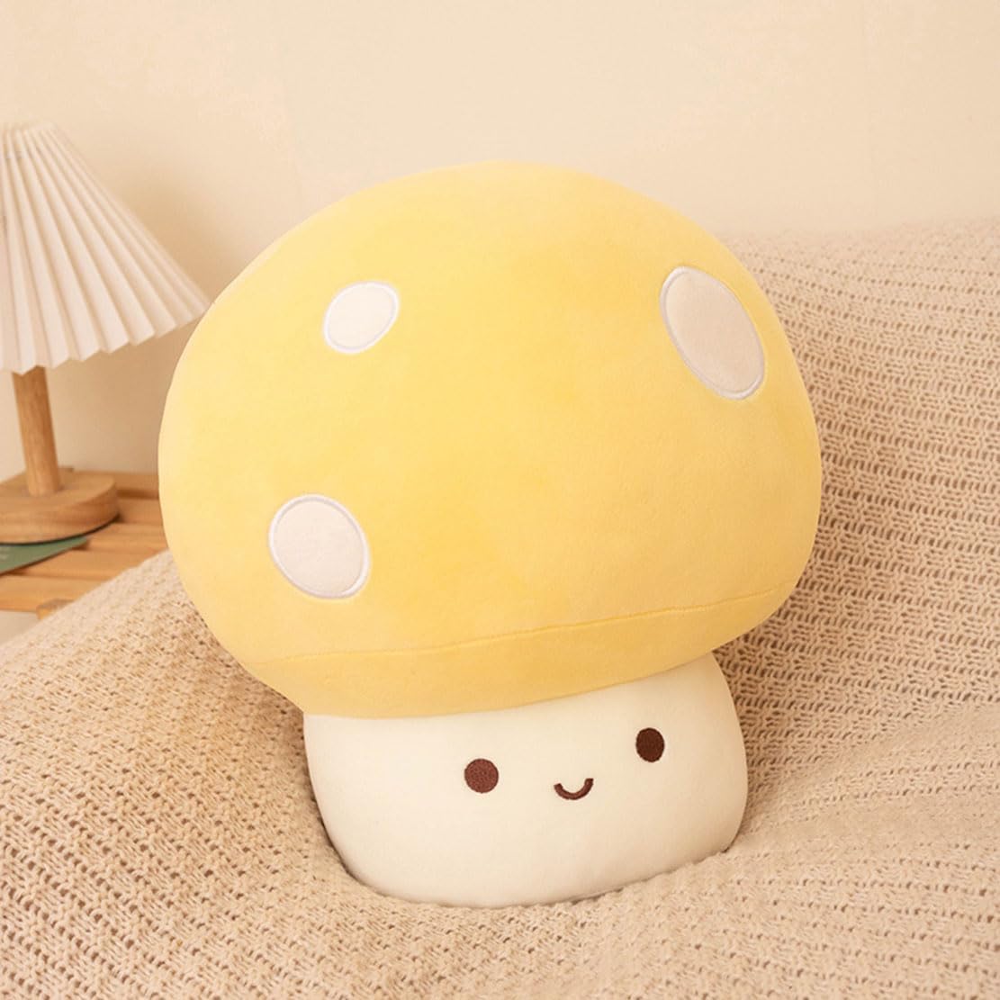 Cute Mushroom Decorative Pillow (1, Yellow, 9in)