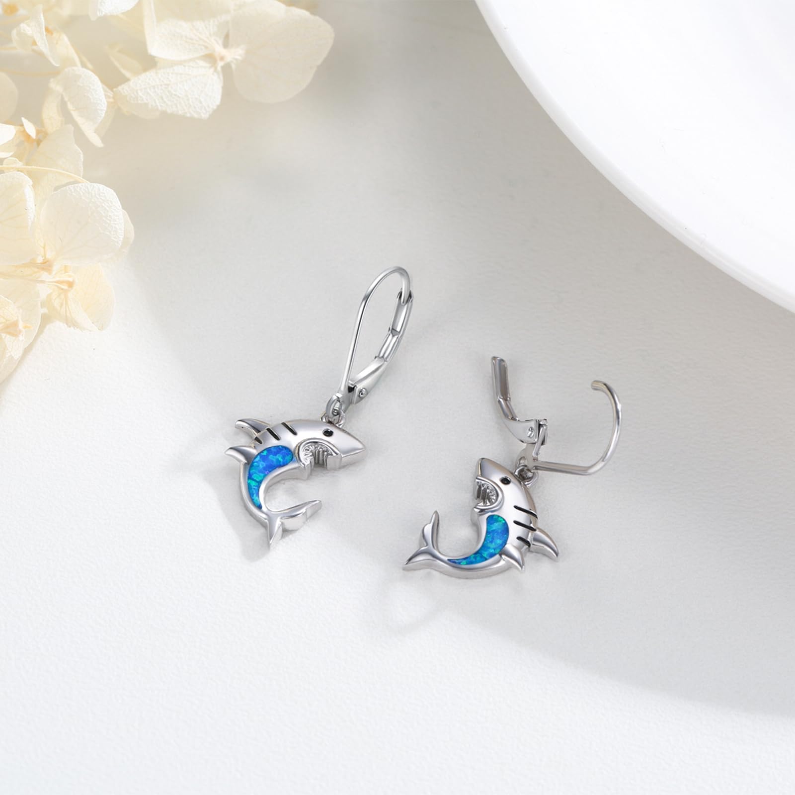REDSUN Delfin/Koala/Hai Ohrringe Damen 925 Sterling Silber mit Herz Mondstein - Hängend Delphin Schmuck Geschenk für Mutter, Mama, Ehefrau, Frauen, Mädchen, Freundin - Valentinstag Weihnachten