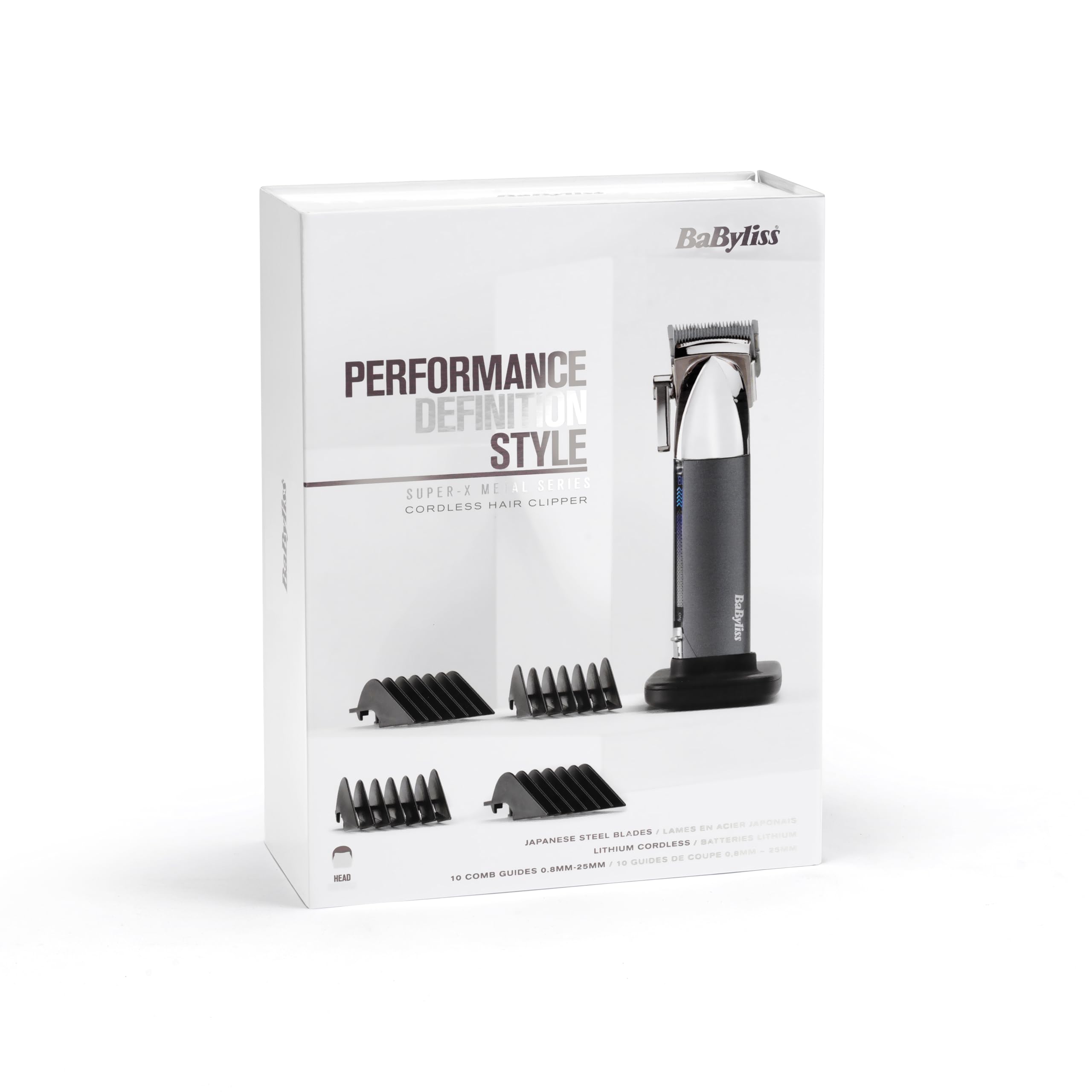 BaByliss Super-X Metal Precision Detail Trimmer - 3 w 1 Trymer do nosa, uszu i brwi, 2 nakładki, 2 nakładki grzebieniowe, zasilany bateryjnie – E116E