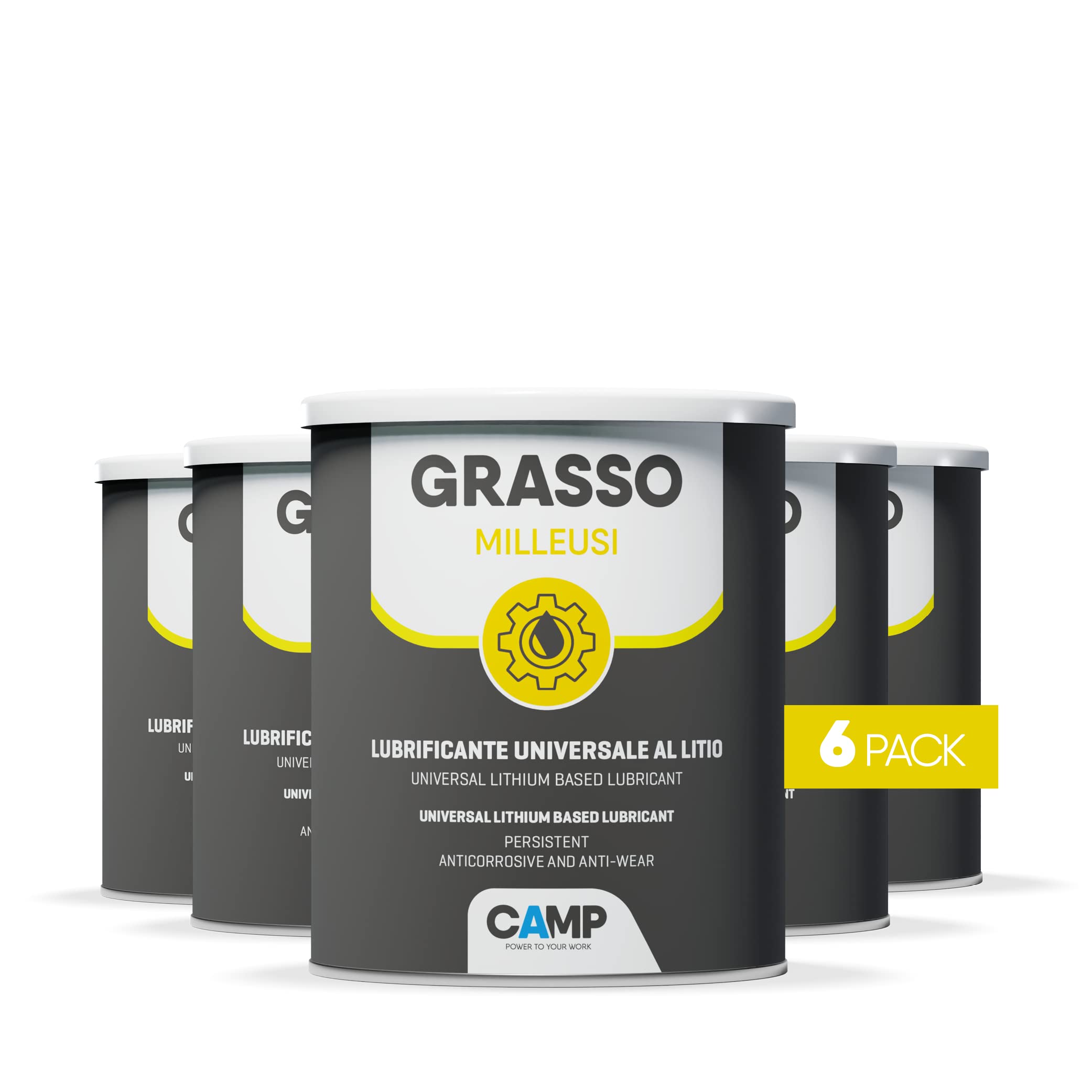 CAMP Grasa multiusos de litio NLGI2 de alto rendimiento, protege contra el óxido y la corrosión, 6 x 1 kg