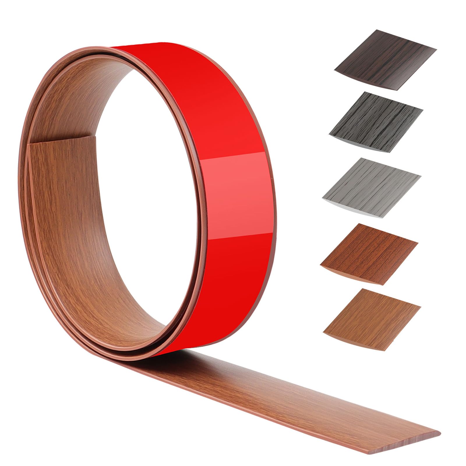 100cm x 4cm Threshold Strip Self-Adhesive,Floor Transition Strips Carpet Edge Trim PVC,Carpet Edging Trim for Kitchen/Living Room,Door Strip for Joining Floor Gaps/Tiles/Carpet(Teak Wood Grain) — image 1