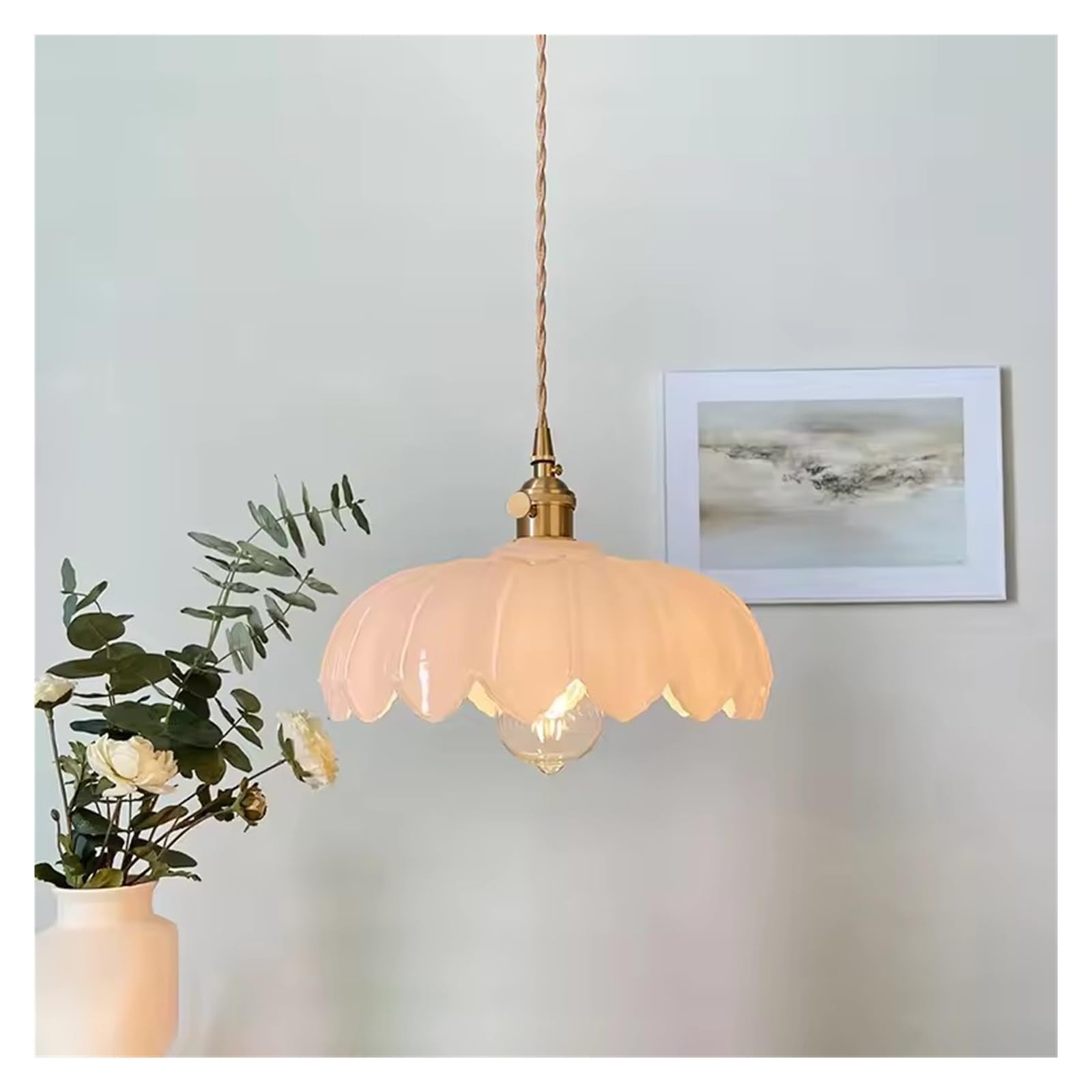 Jybnbbe Brass Glass Chandelier Nordic Vintage Restaurant Bedside Lamp Creative Personality Cafe Bedroom Lamp