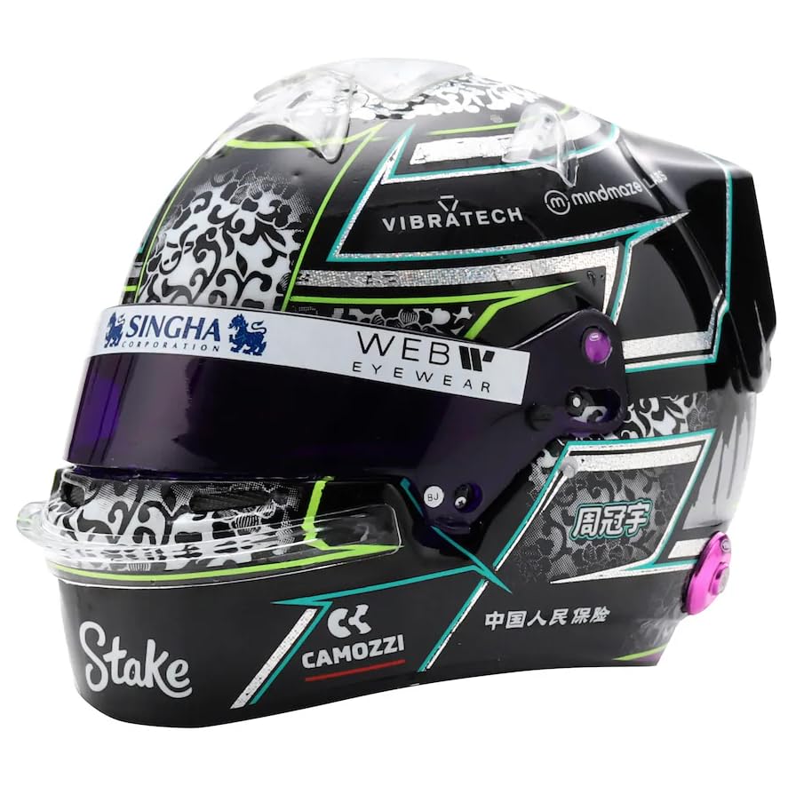 Casque miniature à l'échelle 1/5, Kick Sauber Stake F1 Zhou Guanyu 2024