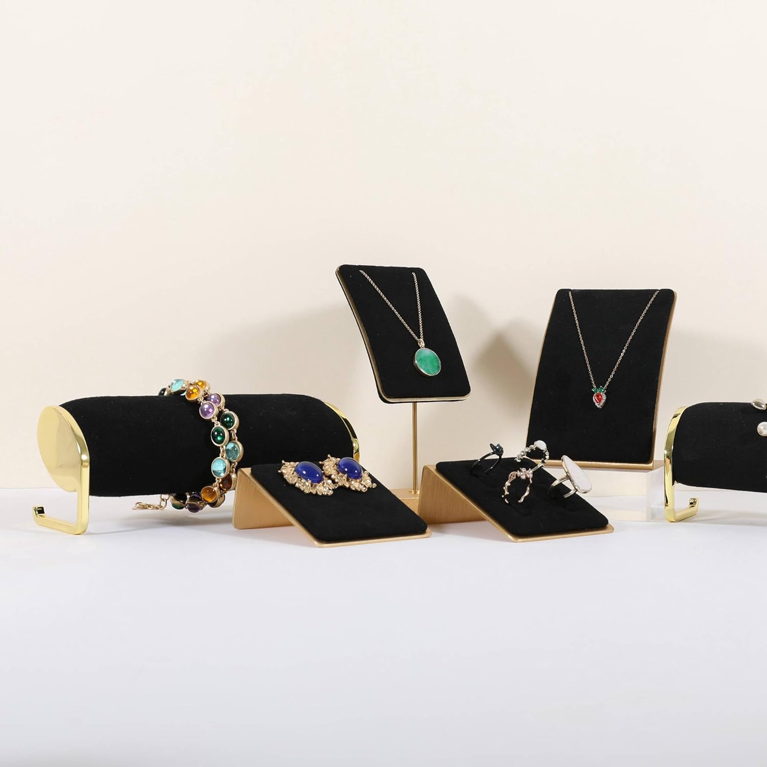 Velvet Bracelet display stand for selling, Gold Watch Storage Organizer for show, Gold Bangle Holder Jewelry Shelf【Black-Long】