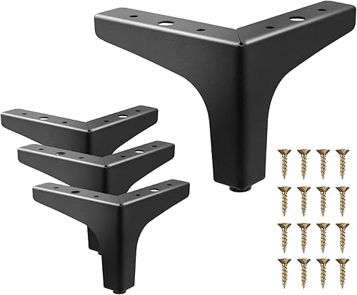 AODIOU Juego de 4 patas de metal para muebles de 4 pulgadas, patas de armario, patas de sofá, patas de sofá de 4 pulgadas, patas negras para