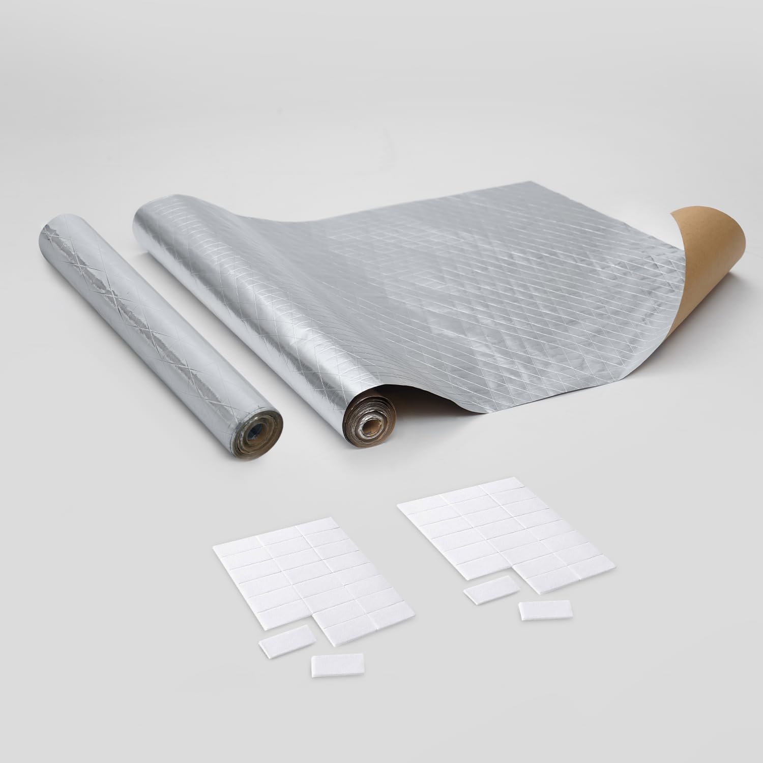 Besto Silver Heat Reflective Radiator Foil Insulation Roll Pack Of 2 - Two Rolls Of 5Mx50cm - 1Mm Thick Radiator Reflector Foil With 48 Self-Adhesive Pads