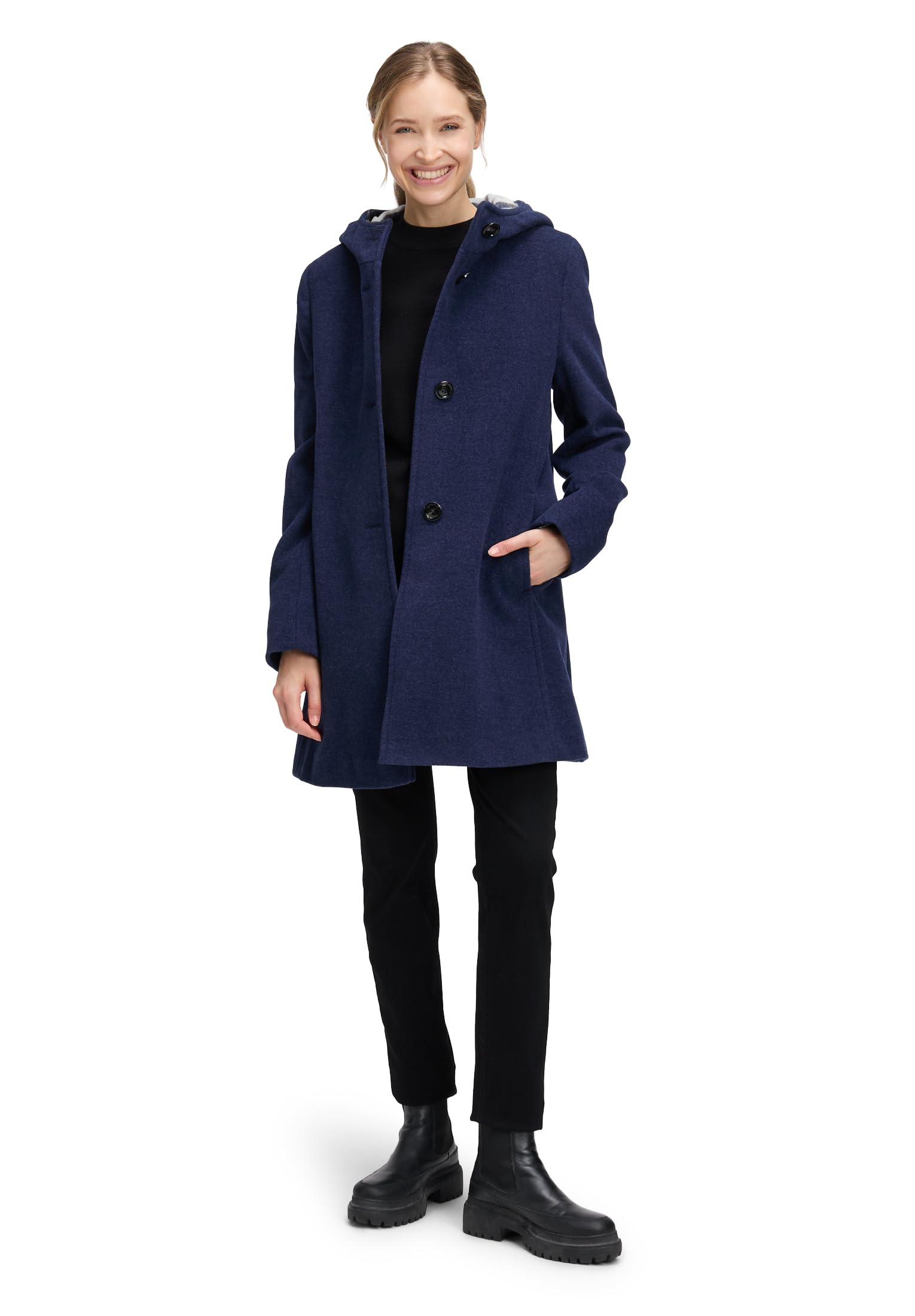 Gil Bret Płaszcz damski, wełniany płaszcz, ciemnoniebieski (dark blue melange), 42
