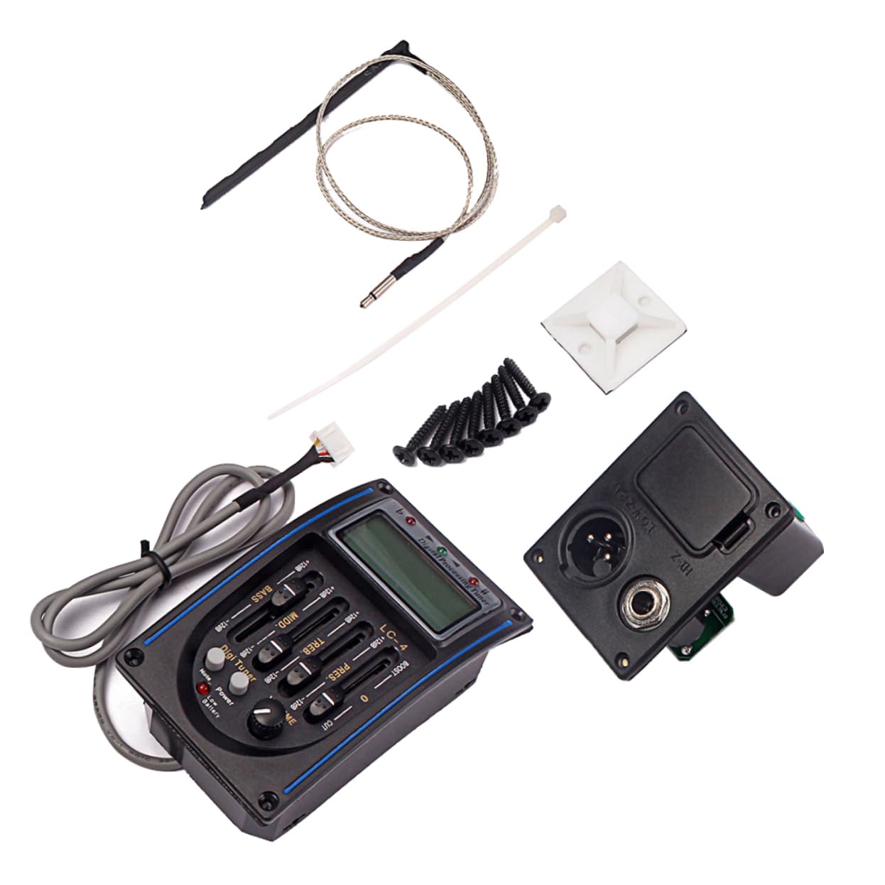 Toddmomy Equalizzatore Bande Per Pickup Chitarra Preamplificatore Piezoelettrico Con Metronomo Display Lcd Controllo Volume Bassi Acuti Indicatore Batteria Scarica