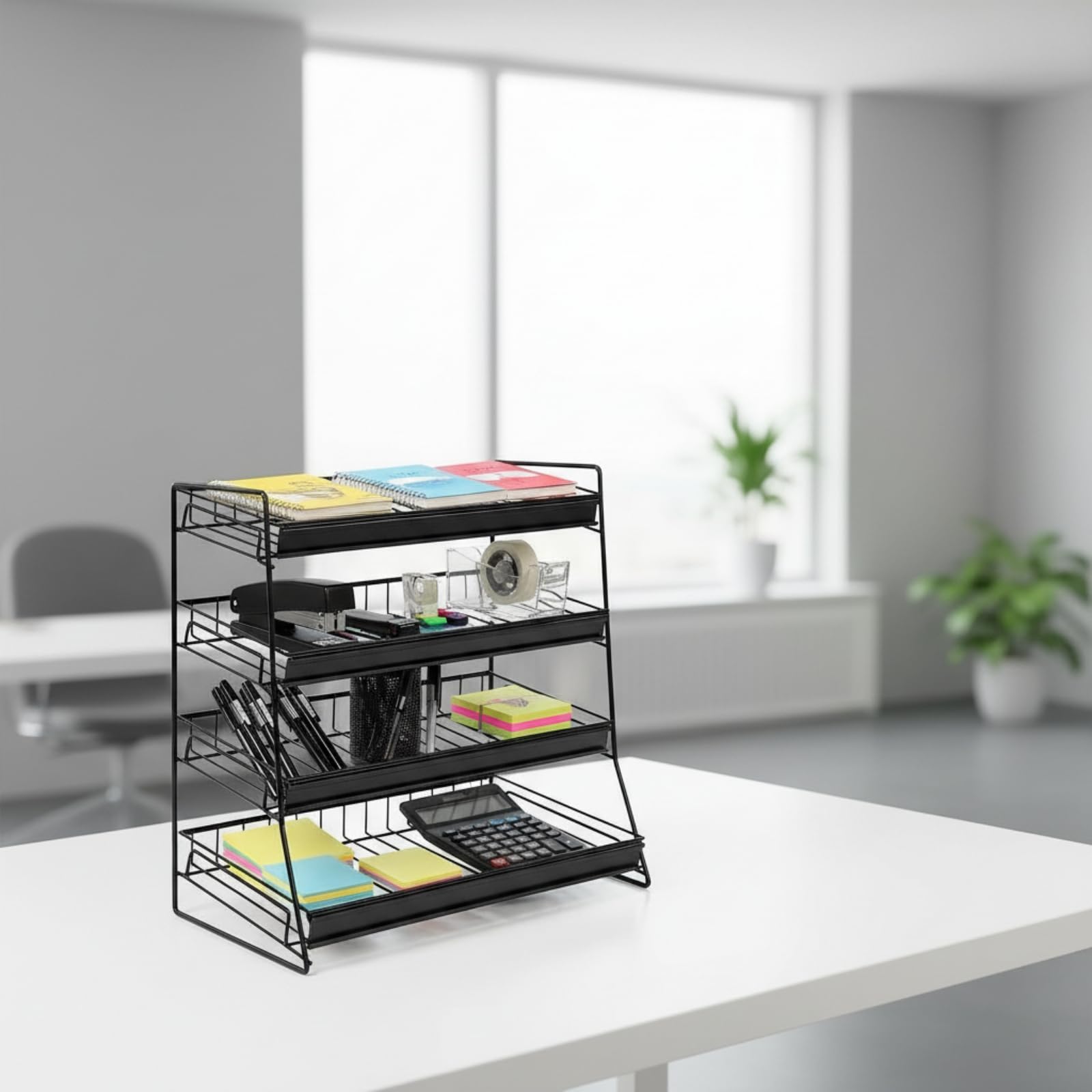 Présentoir En Fil Métallique Compact Présentoir avec Quatre Niveaux Compacte Porte-Épices Comptoir pour Commerçants, Épicerie