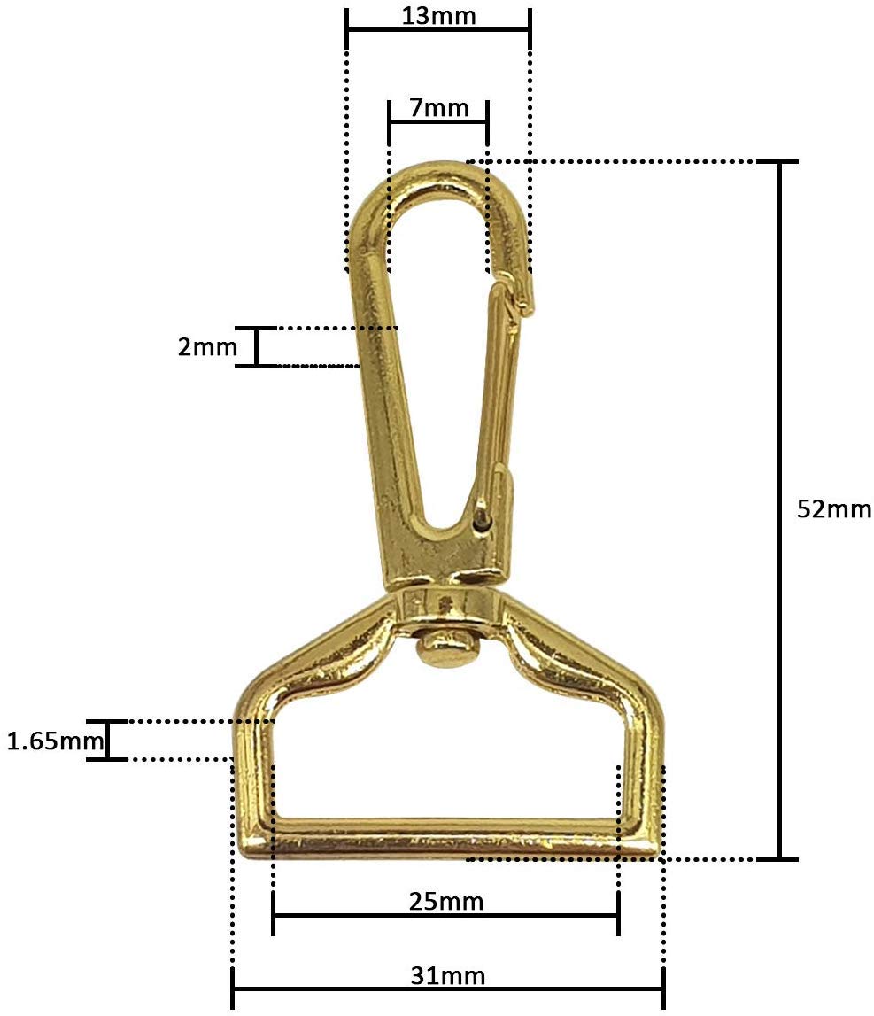 20 Pezzi Fibbie A Sgancio Rapido In Metallo - Oro, 40x15.5 Mm, Per Portachiavi, Borse, Fai Da Te
