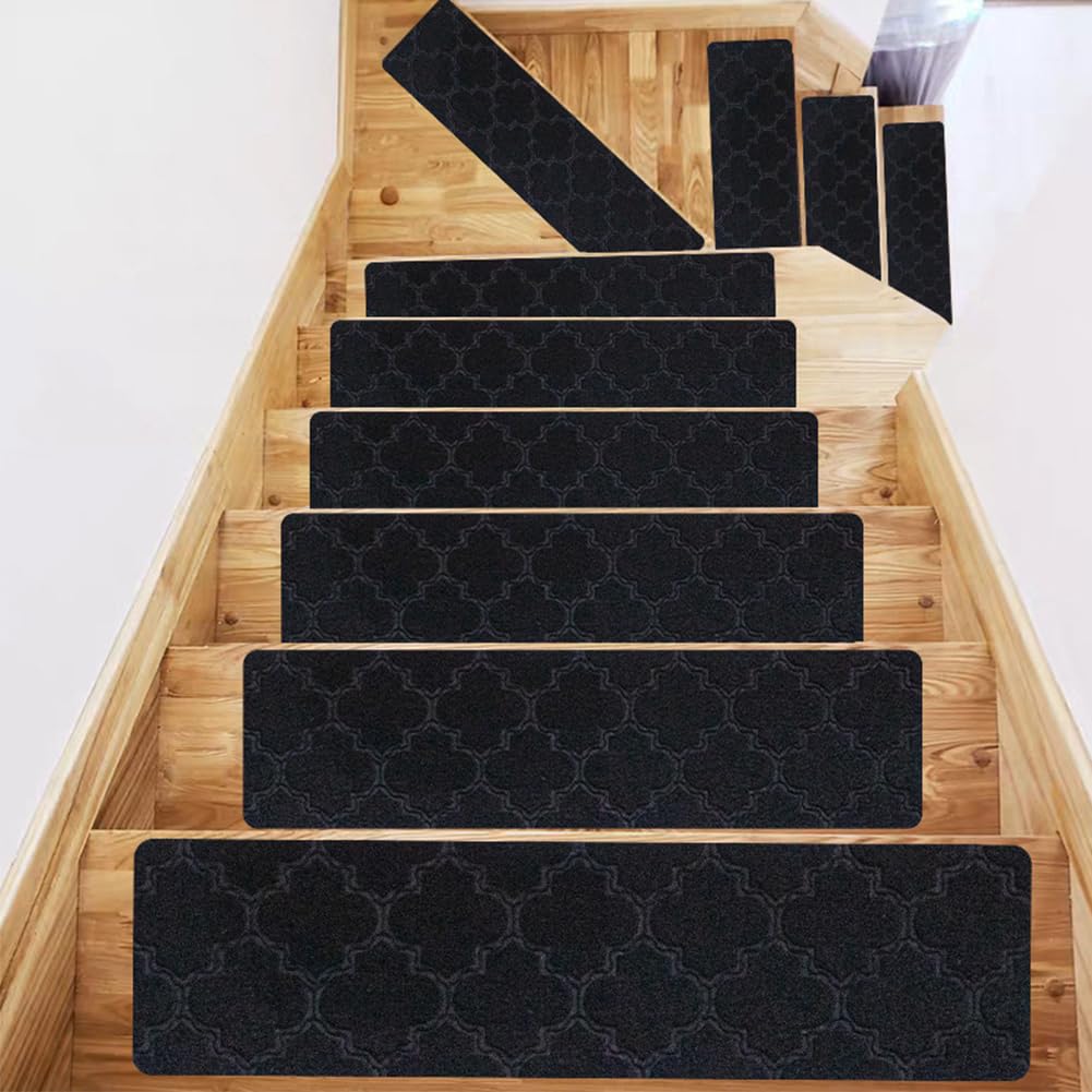 DFrywdgSEY Stair mats, set of 7, rectangular stair carpet, non-slip, modern for children, elders, pets(V)