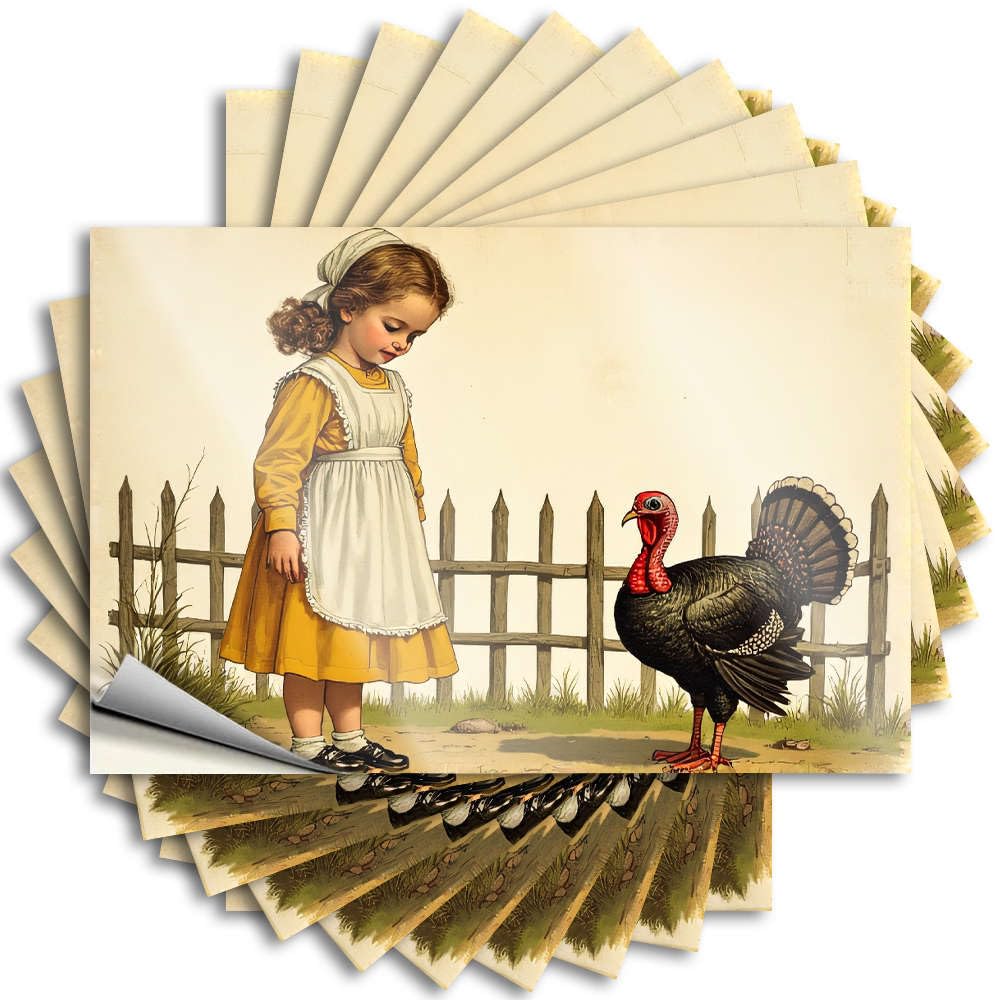 Stuff Tattoos Tumbler | A Girl in an Apron Looks At A Turkey. Optical Illusion Coffee Sticker Pack(6X9CM)
