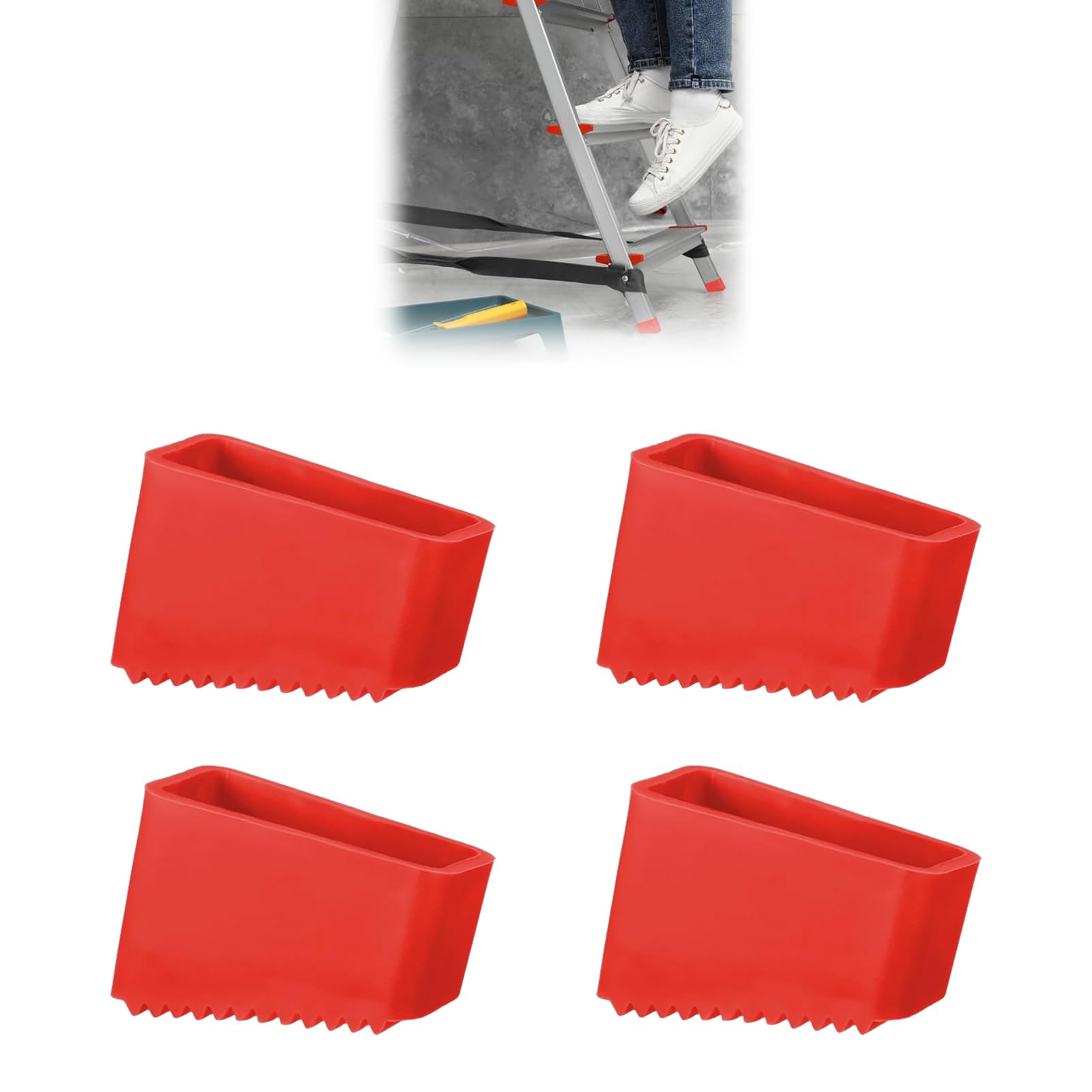 4 stuks 50 x 20 mm laddervoeten, rubberen voetjes voor ladders, rubberen printvoeten, beschermkappen voor ladders, antislip laddervoetafdekking, laddervoeten, laddervoeten, universele ladder
