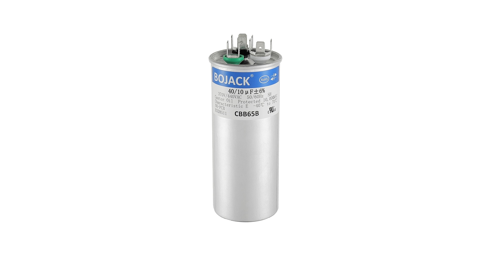 BOJACK 40/10 uF 40+10 MFD 370/440 VAC CBB65 Dual Run Start