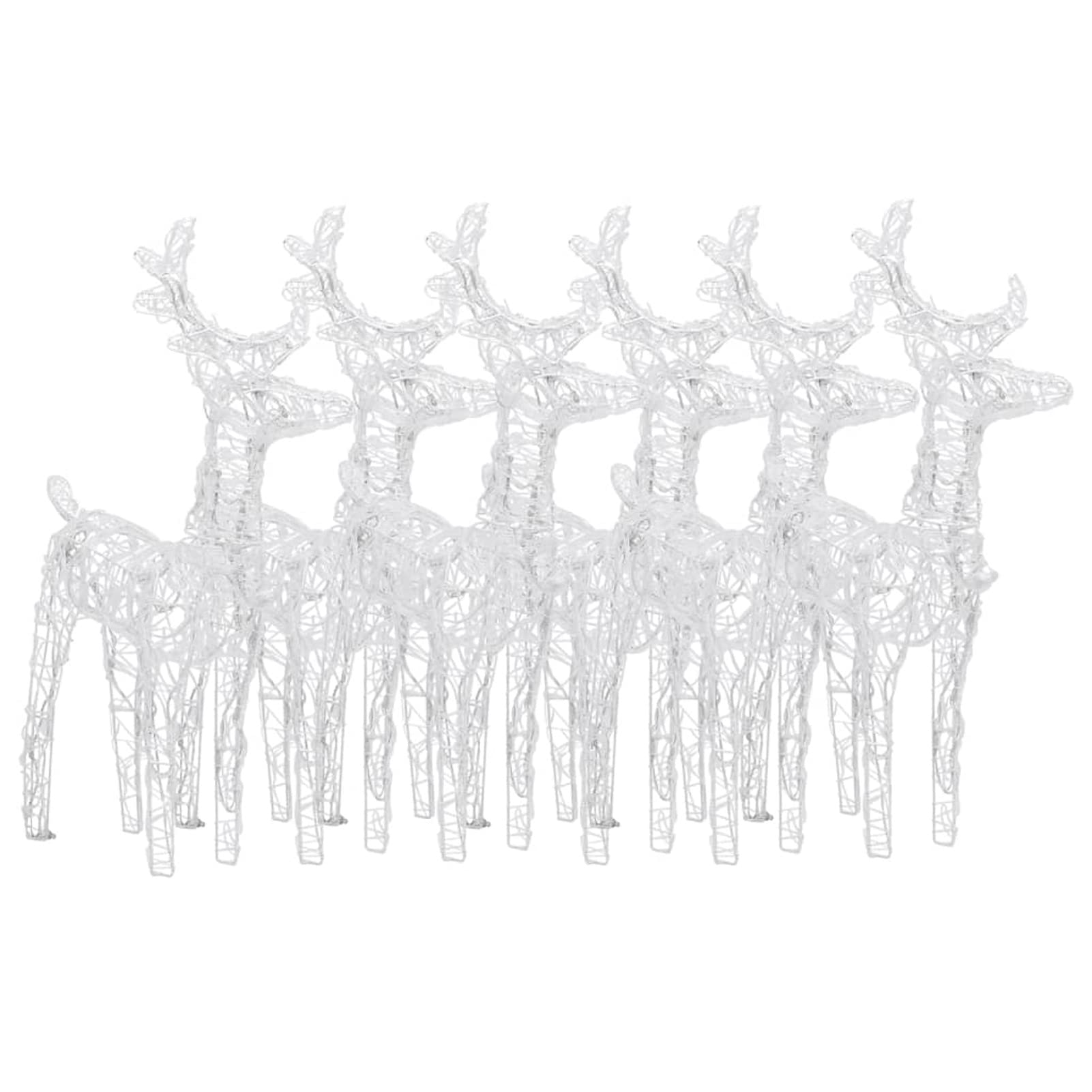 Renne di Natale 6 pz Bianco Caldo 240 LED in Acrilico,Slitta e Renne Luminose con LED a Pile per Interni ed Esterni