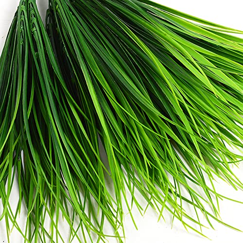 Artificial Grass Plants 8Pcs Artificial Outdoor Plants Faux Fake Grasses Plant Faux Wheat Grass Greenery Plastic Plants Uv Resistant (Grass) #TOP3