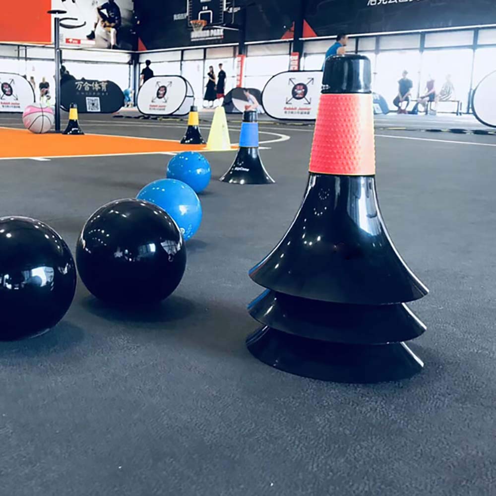 Fortoo Lot de 3 cônes de marquage pour Le Sport, Le Fitness, Le Football, Le Basket-Ball, la Vitesse, l’agilité, l’entraînement, Mixte, Rouge